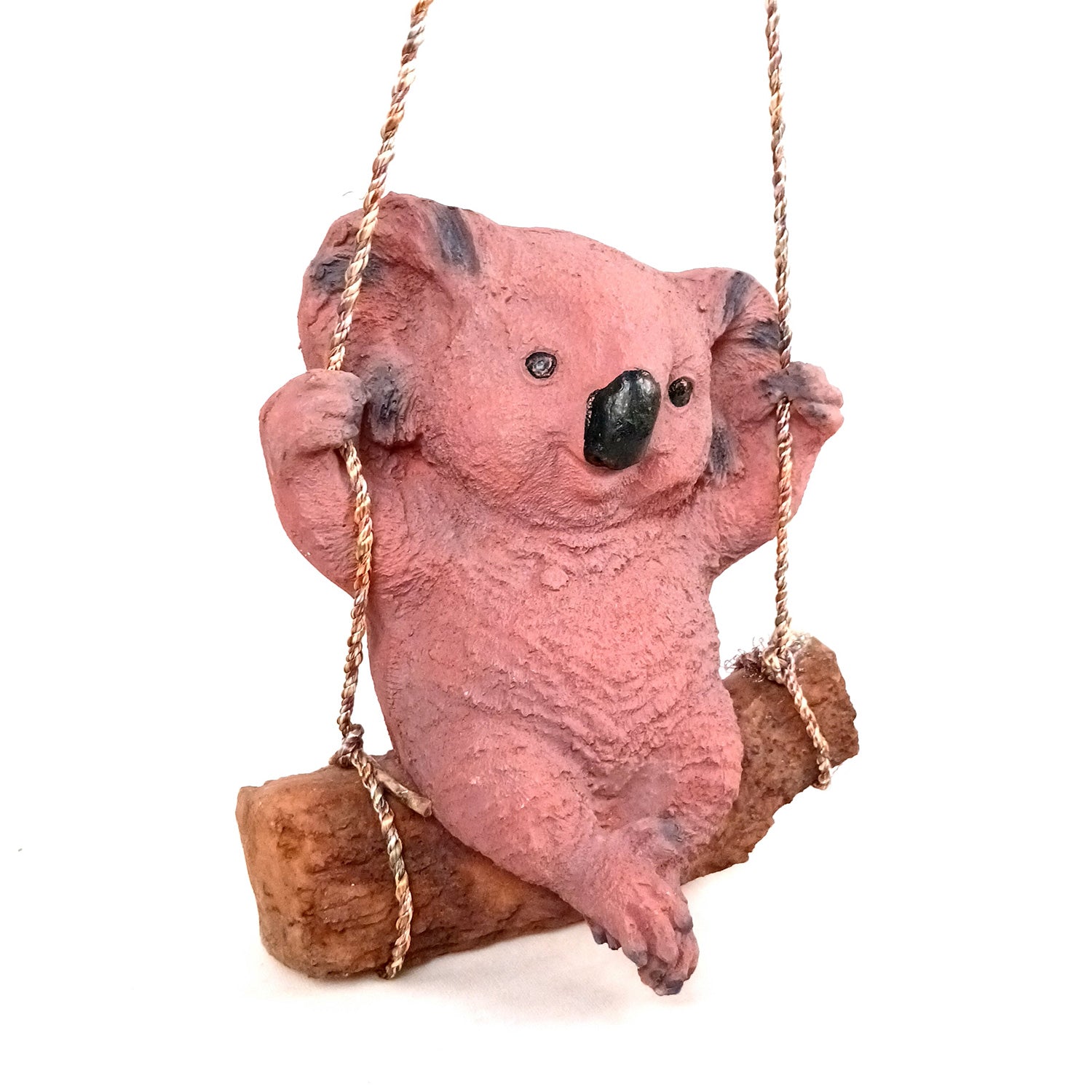 Koala Bear Showpiece Wall Hanging - Sitting on Swing Design | Cute Animal Showpiece - For Garden Decor, Home, Living Room, Kids Room & Gifts - 9 Inch - Apkamart #Colour_Brown
