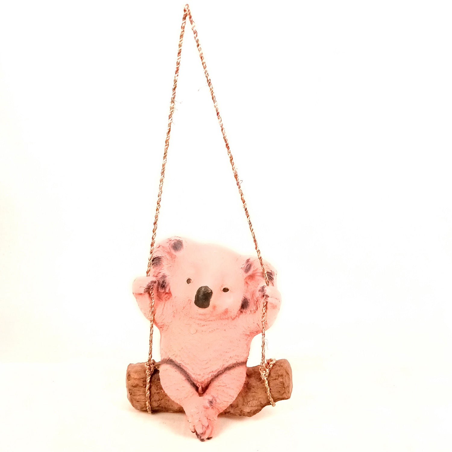 Koala Bear Showpiece Wall Hanging - Sitting on Swing Design | Cute Animal Showpiece - For Garden Decor, Home, Living Room, Kids Room & Gifts - 9 Inch - Apkamart #Colour_Pink