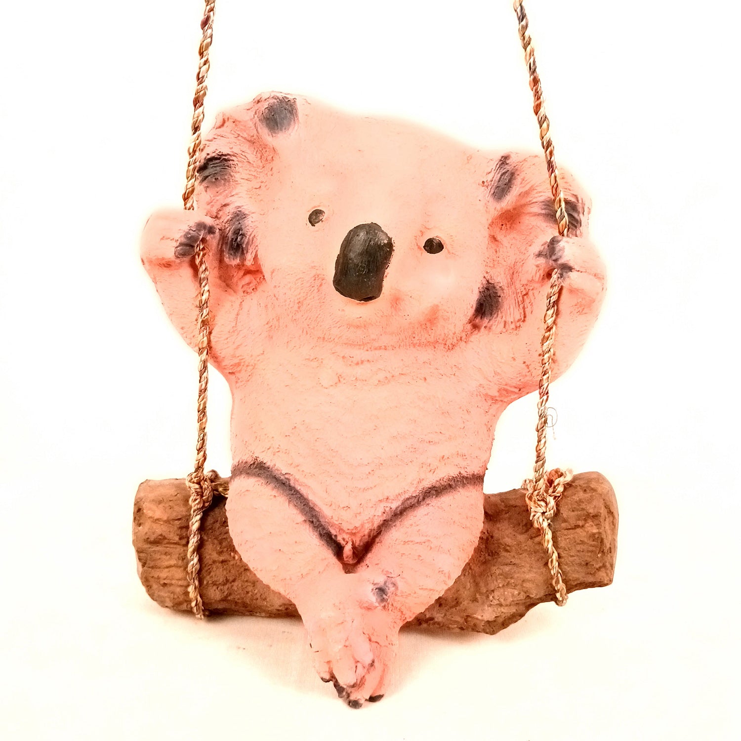 Koala Bear Showpiece Wall Hanging - Sitting on Swing Design | Cute Animal Showpiece - For Garden Decor, Home, Living Room, Kids Room & Gifts - 9 Inch - Apkamart #Colour_Pink