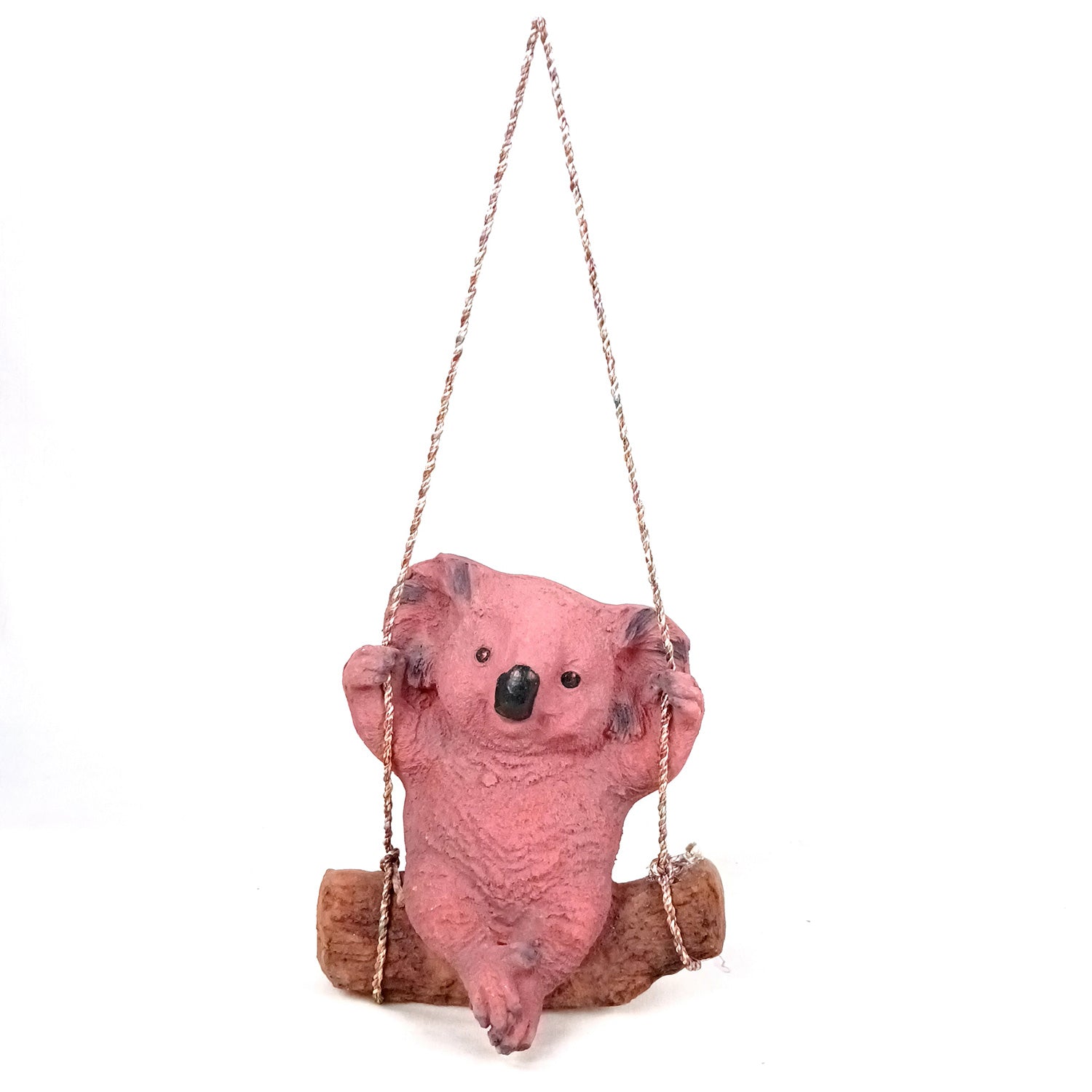 Koala Bear Showpiece Wall Hanging - Sitting on Swing Design | Cute Animal Showpiece - For Garden Decor, Home, Living Room, Kids Room & Gifts - 9 Inch - Apkamart #Colour_Brown