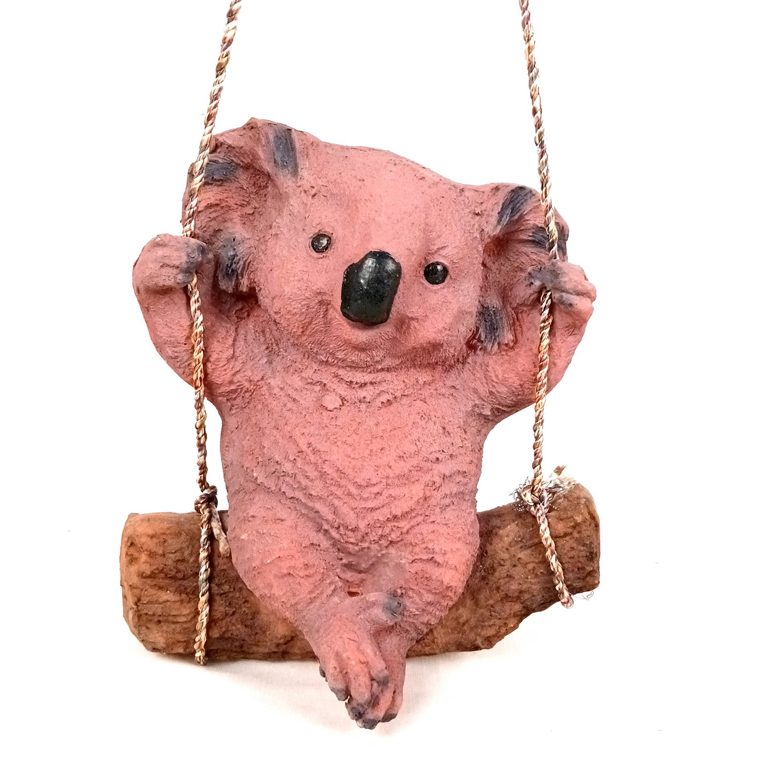 Koala Bear Showpiece Wall Hanging - Sitting on Swing Design | Cute Animal Showpiece - For Garden Decor, Home, Living Room, Kids Room & Gifts - 9 Inch - Apkamart #Colour_Brown