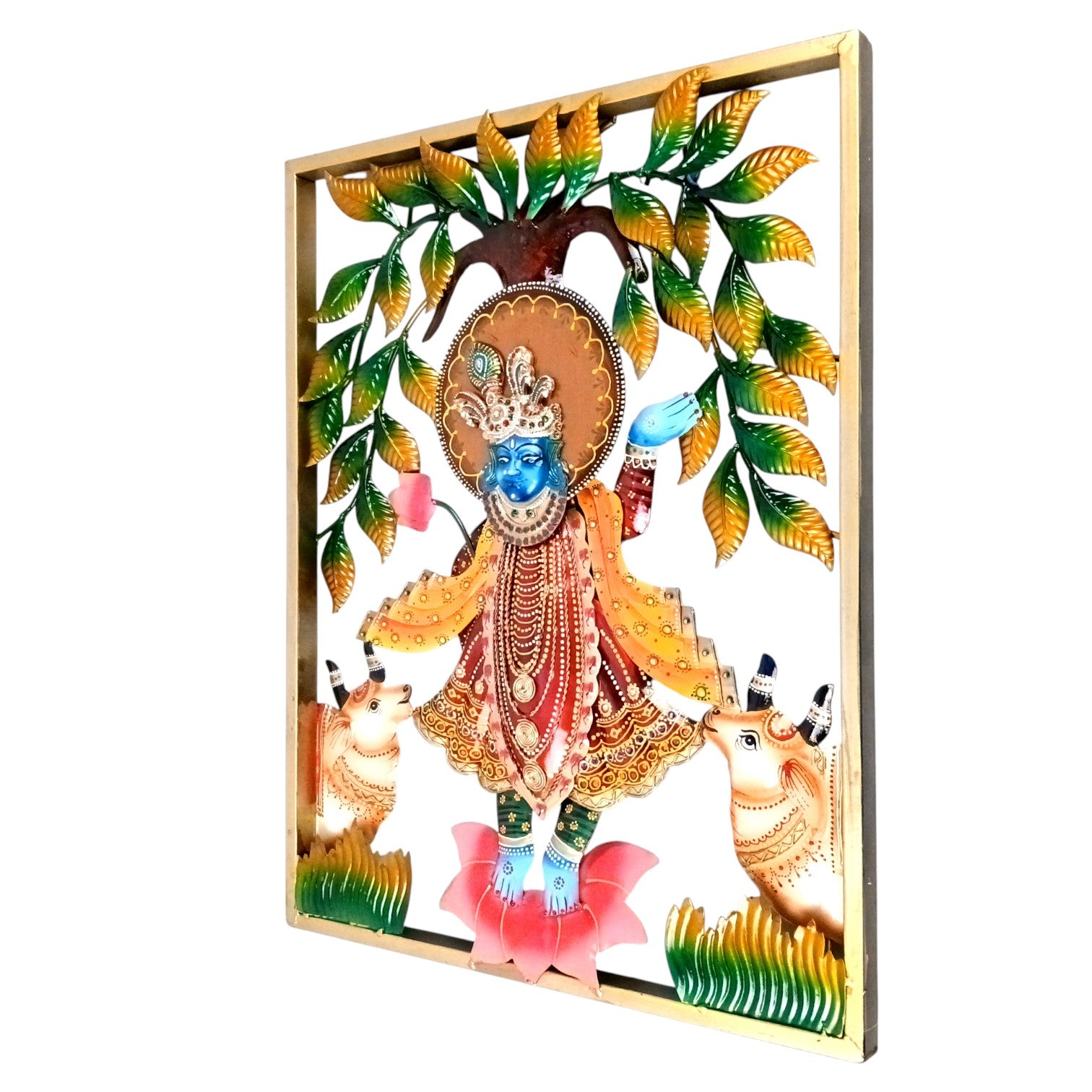 Krishna Wall Hanging With LED Lights for Home Decor | Decorative Wall Art Showpiece for Living Room, Bedroom & Office | Traditional & Modern Home Decoration - 24 Inch - Apkamart