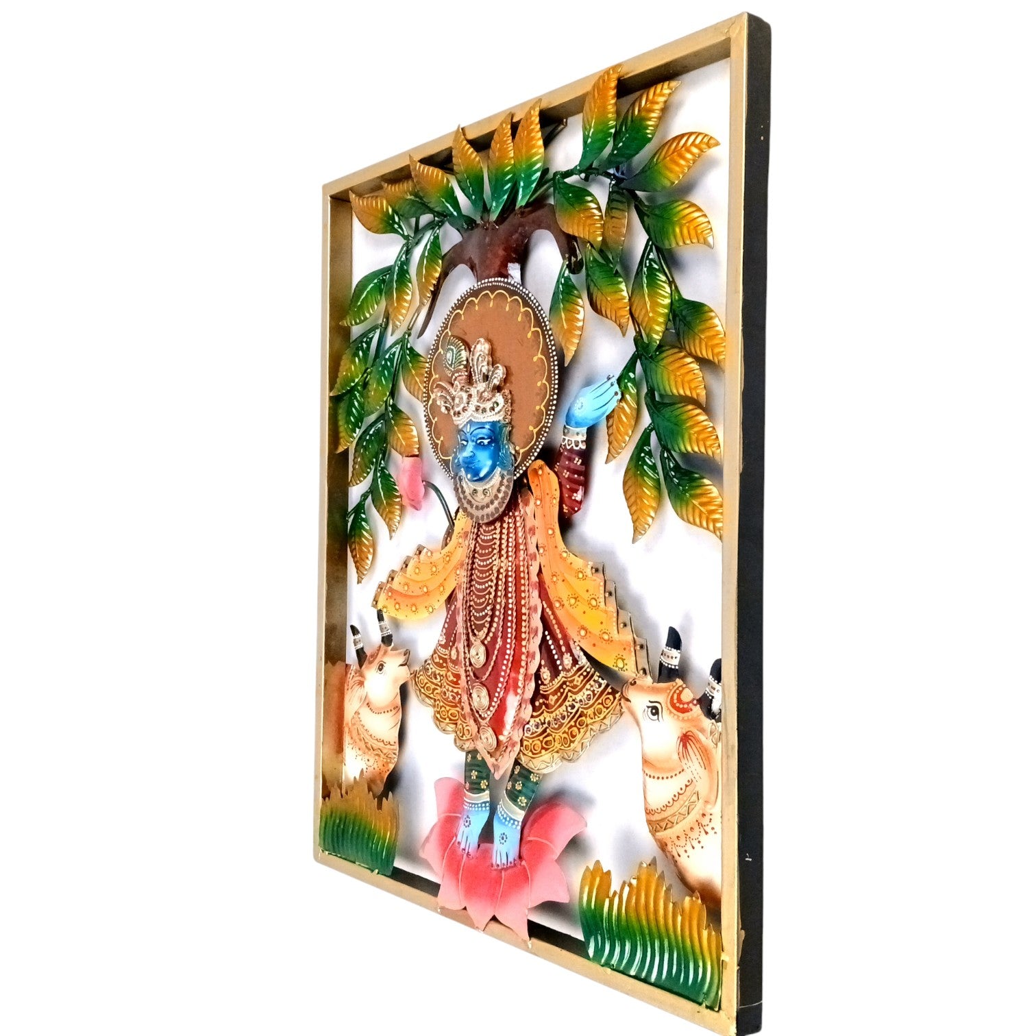 Krishna Wall Hanging With LED Lights for Home Decor | Decorative Wall Art Showpiece for Living Room, Bedroom & Office | Traditional & Modern Home Decoration - 24 Inch - Apkamart