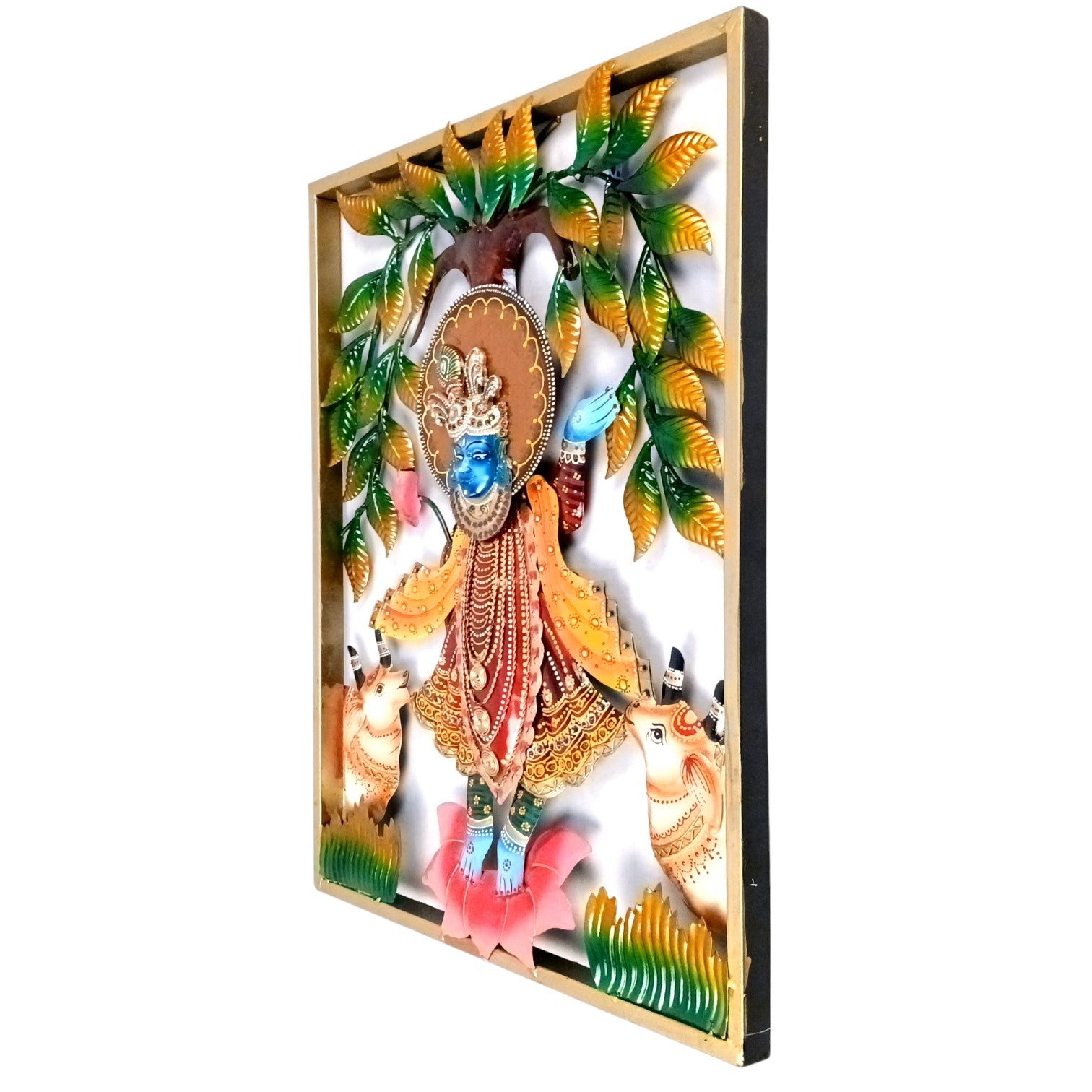 Krishna Wall Hanging With LED Lights for Home Decor | Decorative Wall Art Showpiece for Living Room, Bedroom & Office | Traditional & Modern Home Decoration - 24 Inch - Apkamart
