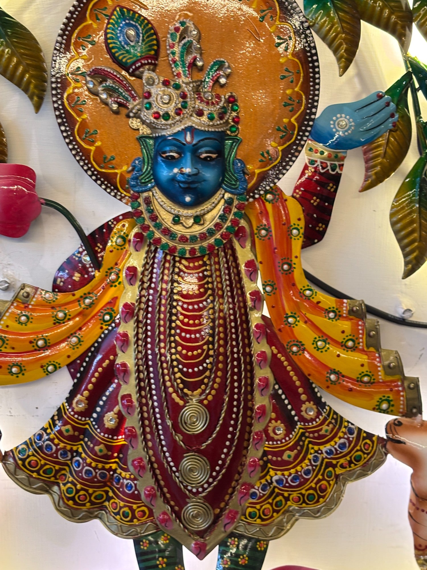 Krishna Wall Hanging With LED Lights for Home Decor | Decorative Wall Art Showpiece for Living Room, Bedroom & Office | Traditional & Modern Home Decoration - 24 Inch - Apkamart