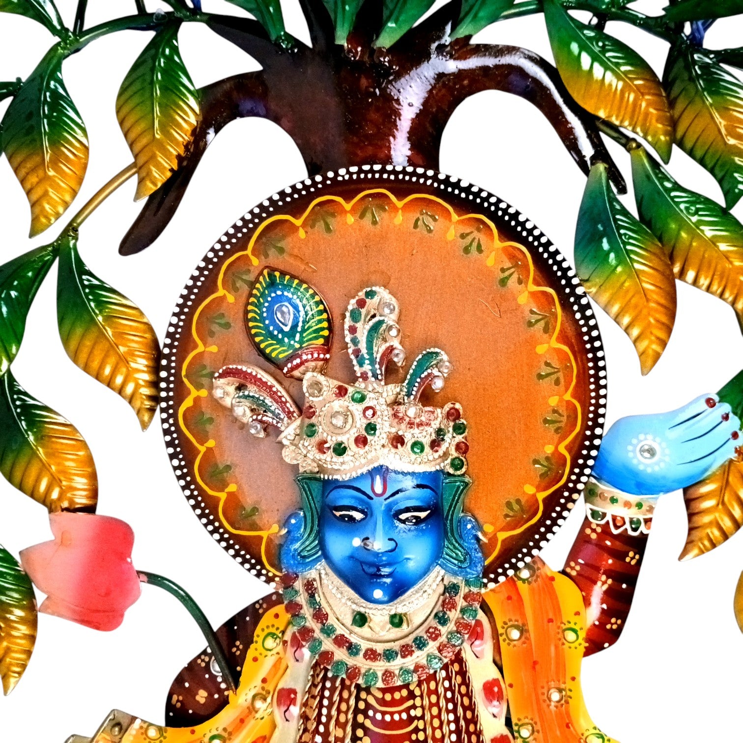 Krishna Wall Hanging With LED Lights for Home Decor | Decorative Wall Art Showpiece for Living Room, Bedroom & Office | Traditional & Modern Home Decoration - 24 Inch - Apkamart