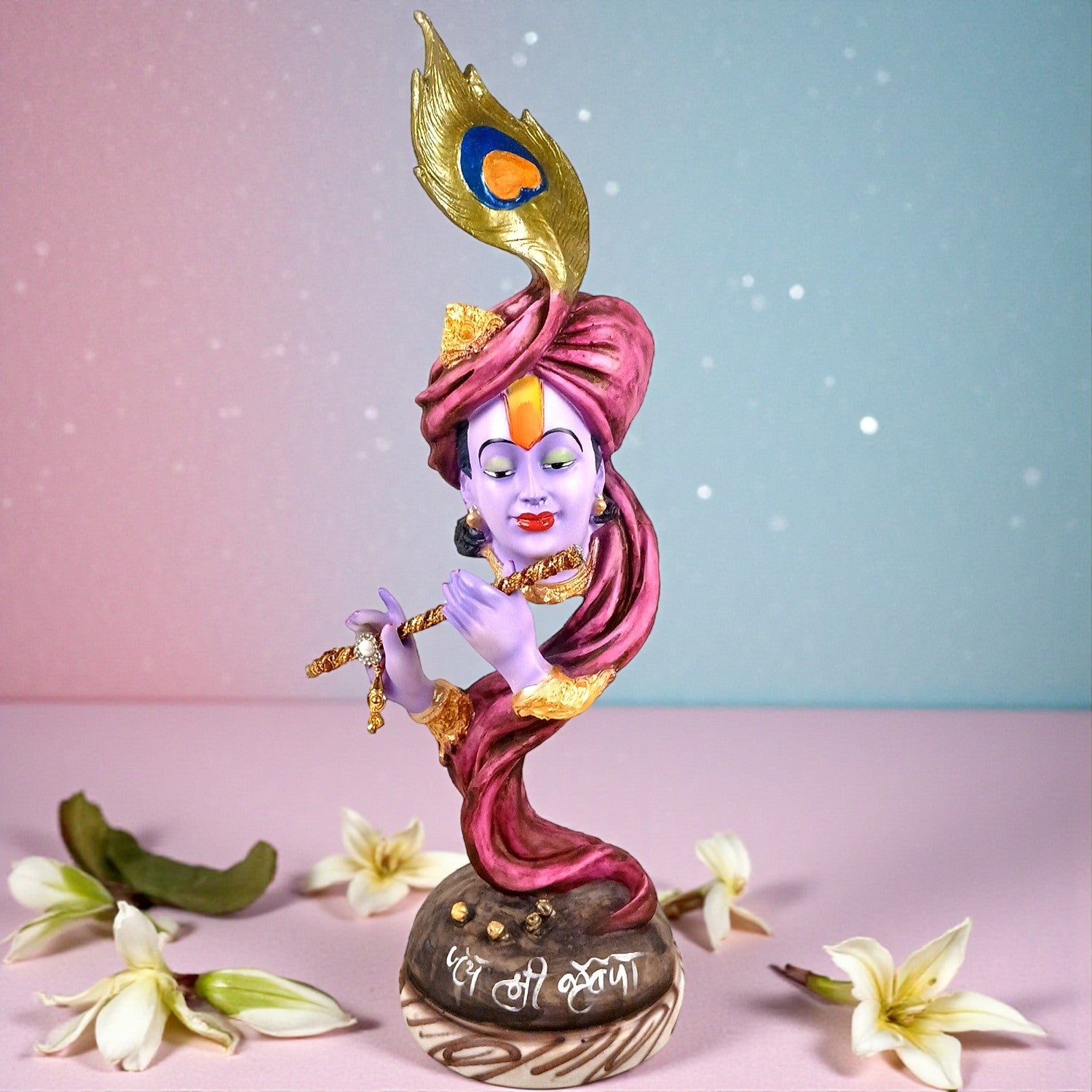 Krishna with Bansuri Statue | Decorative Krishan Idol for Pooja & Living Room | Spiritual Home & Table Decor, Diwali & Janmashtami Gift - 22 Inch - Apkamart