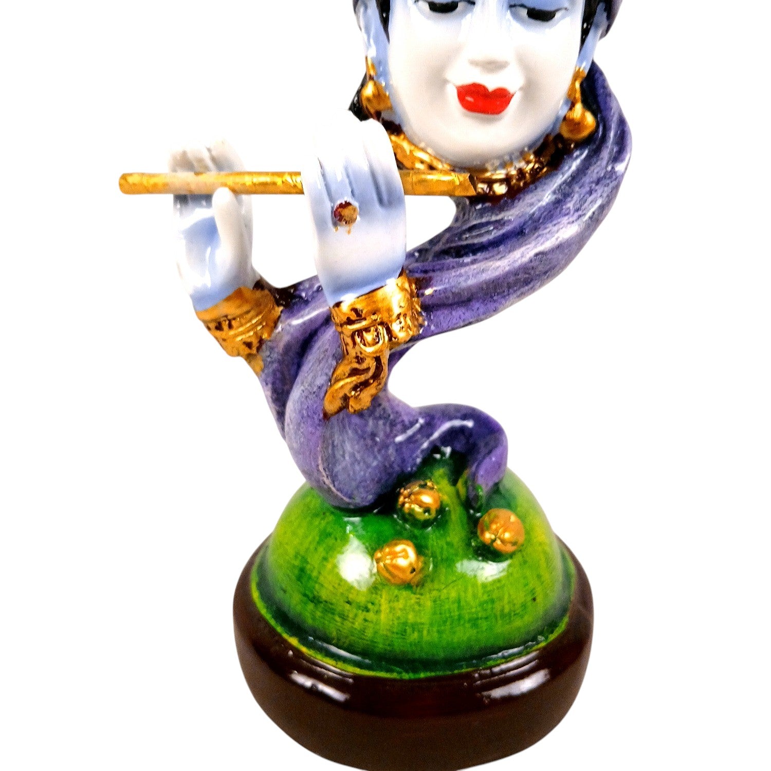 Krishna Statue Multicolor with Bansuri | Shri Krishna Idol for Home, Pooja Room & Vastu | Religious Table Decor, Diwali & Janmashtami Gift - 11 Inch - Apkamart