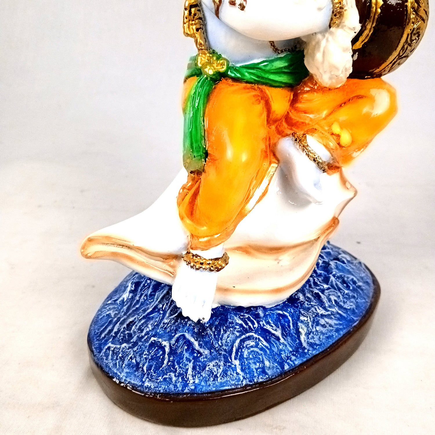 Bal Gopal Krishna Statue | Laddu Gopal Sitting on Shankh Idol | Makhan Chor Baby Krishna Murti - for Pooja, Home, Office Decor & Gifts - 11 Inch - Apkamart