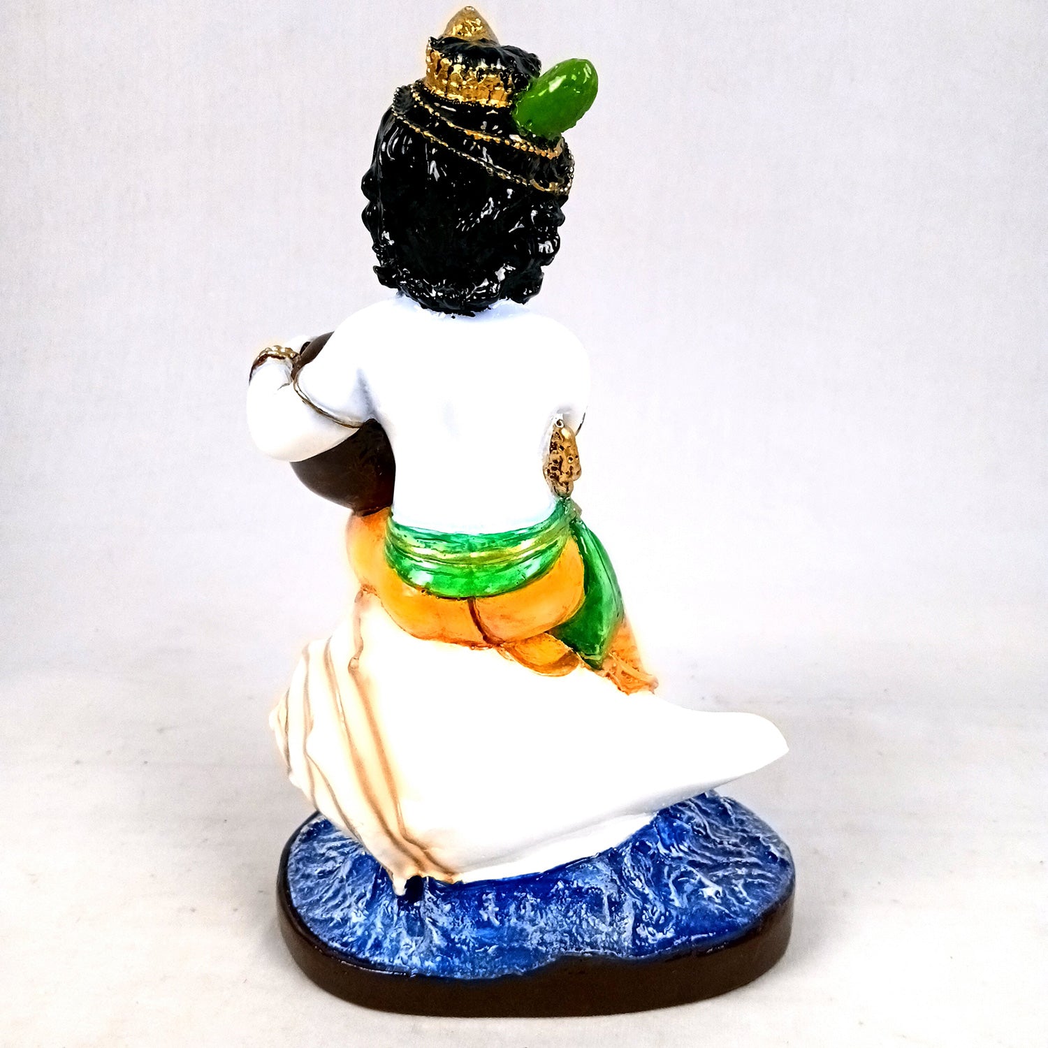 Bal Gopal Krishna Statue | Laddu Gopal Sitting on Shankh Idol | Makhan Chor Baby Krishna Murti - for Pooja, Home, Office Decor & Gifts - 11 Inch - Apkamart