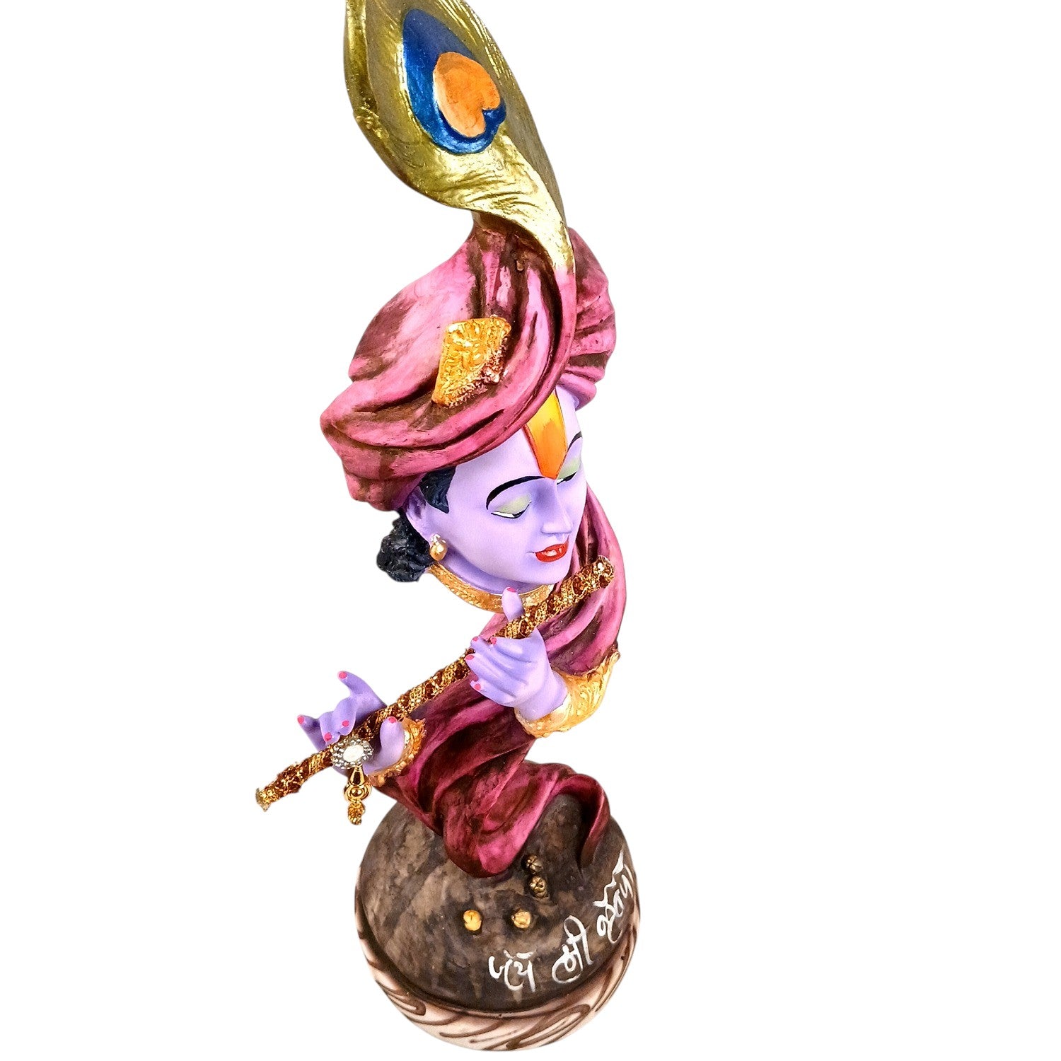 Krishna with Bansuri Statue | Decorative Krishan Idol for Pooja & Living Room | Spiritual Home & Table Decor, Diwali & Janmashtami Gift - 22 Inch - Apkamart