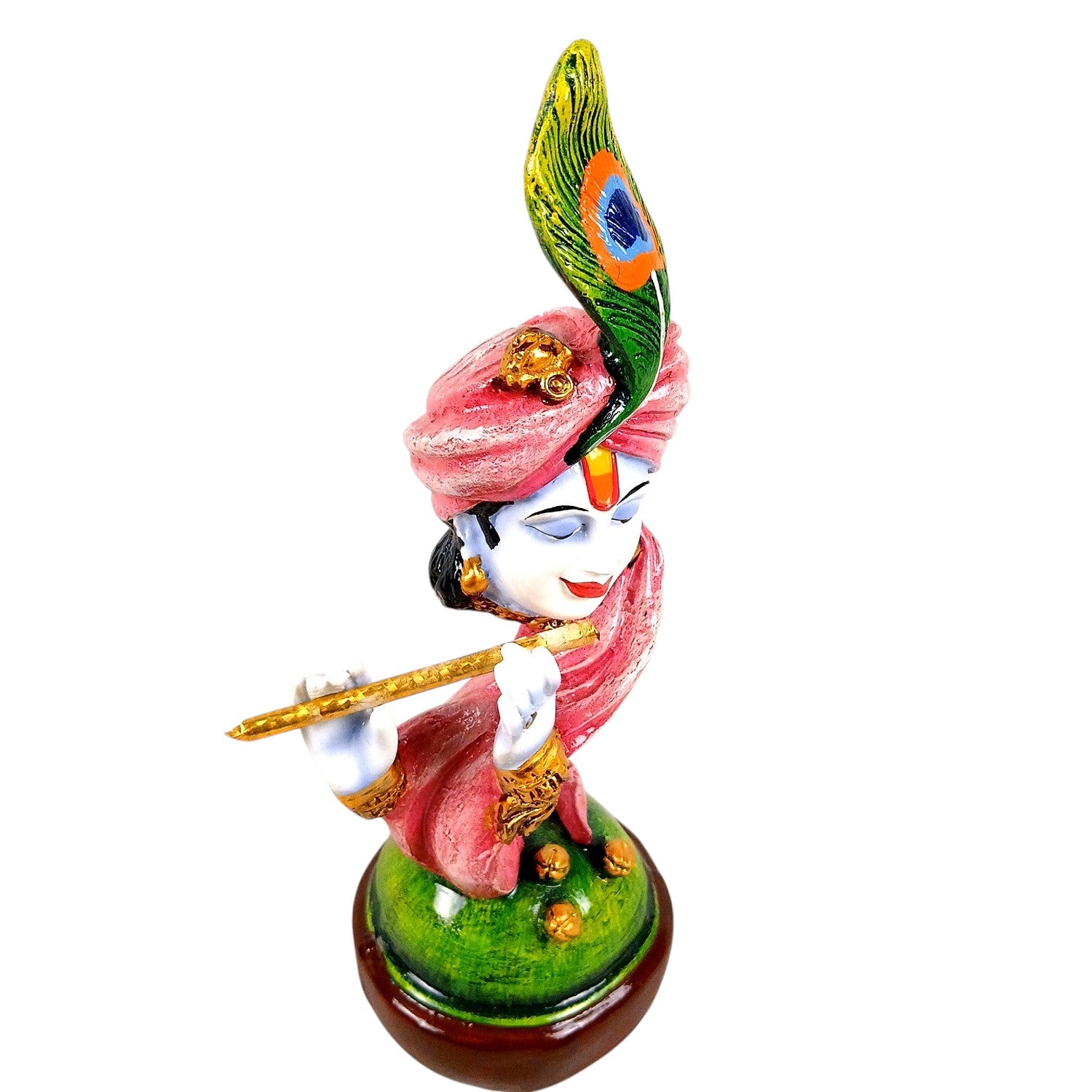 Krishna Statue with Bansuri for Home & Pooja Room Decor | Religious Table Decor, Diwali & Janmashtami Gift - 11 Inch - Apkamart