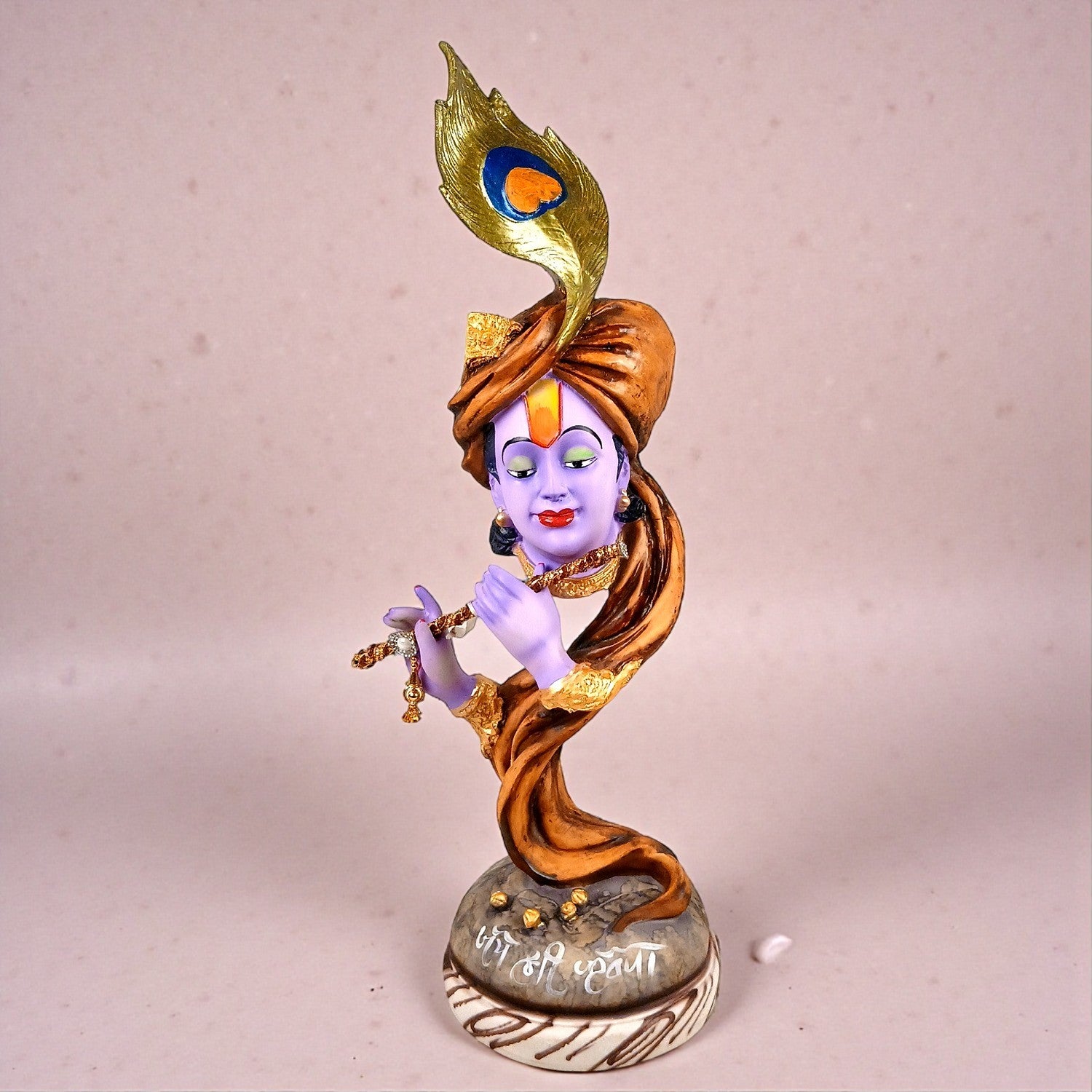 Shri Krishna Idol with Flute | Krishan Murti for Home Temple & Vastu | Religious Table Decor, Diwali & Janmashtami Gift - 22 Inch - Apkamart