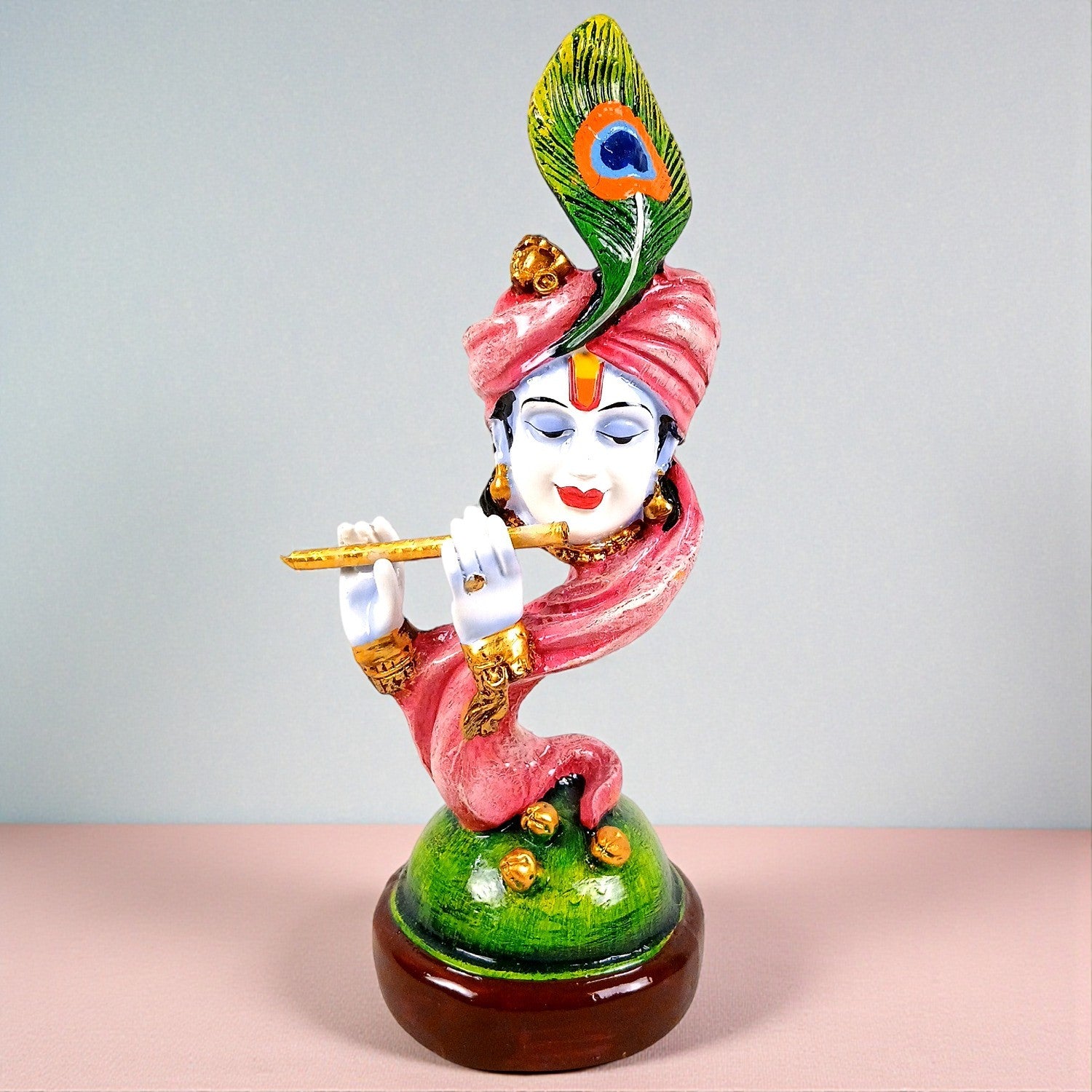 Krishna Statue with Bansuri for Home & Pooja Room Decor | Religious Table Decor, Diwali & Janmashtami Gift - 11 Inch - Apkamart