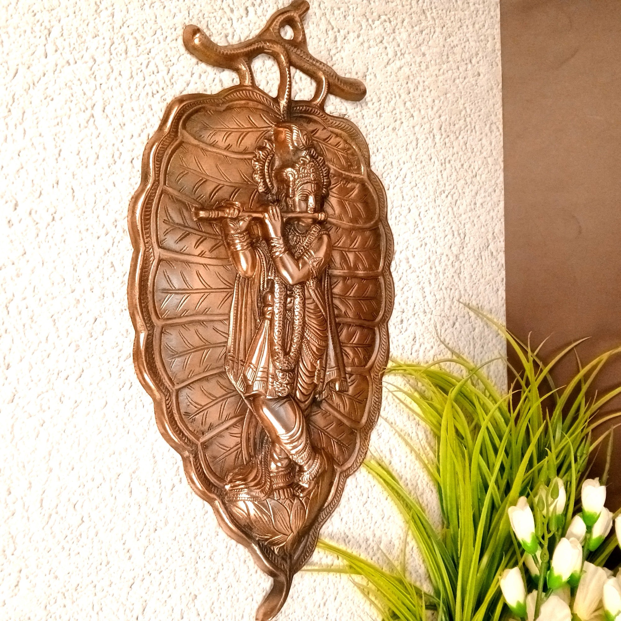 Krishna Wall Hanging | Decorative Lord Krishna Idol for Wall Decor | Spiritual Hindu God Wall Art for Home & Temple | Handcrafted Gift for Festivals & Housewarming – 19 Inch - Apkamart