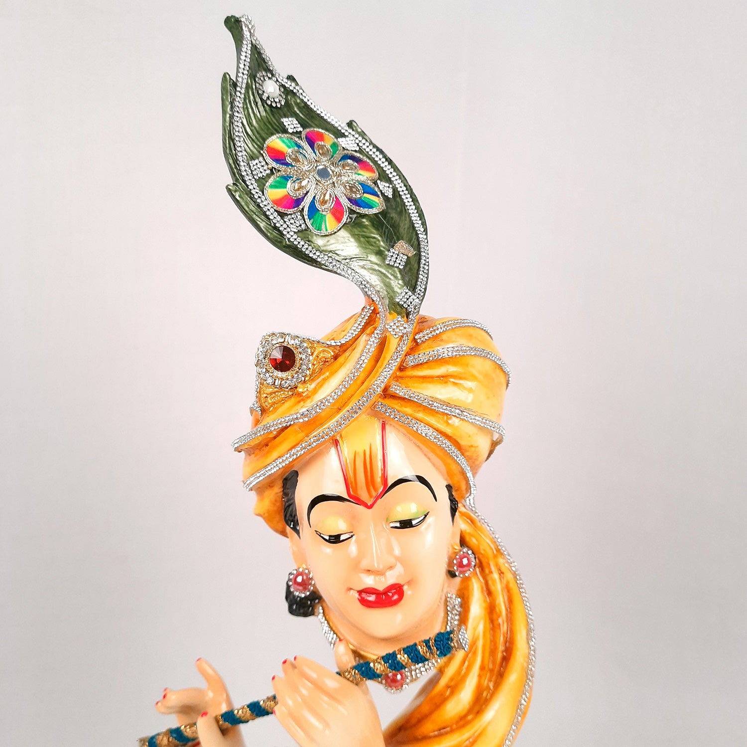 Krishna Statue | Shri Krishna Playing Flute Idol | Lord Krishna Murti - for Home, Living Room, Office, Puja, Entrance Decoration & Gifts - 13 Inch - Apkamart #Color_Yellow