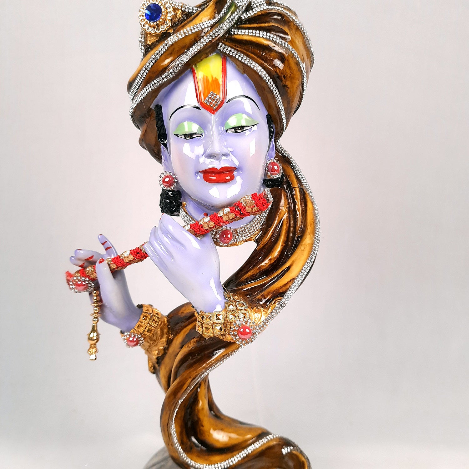 Krishna Statue | Shri Krishna Playing Flute Idol | Lord Krishna Murti - for Home, Living Room, Office, Puja, Entrance Decoration & Gifts - 13 Inch - Apkamart #Color_Blue