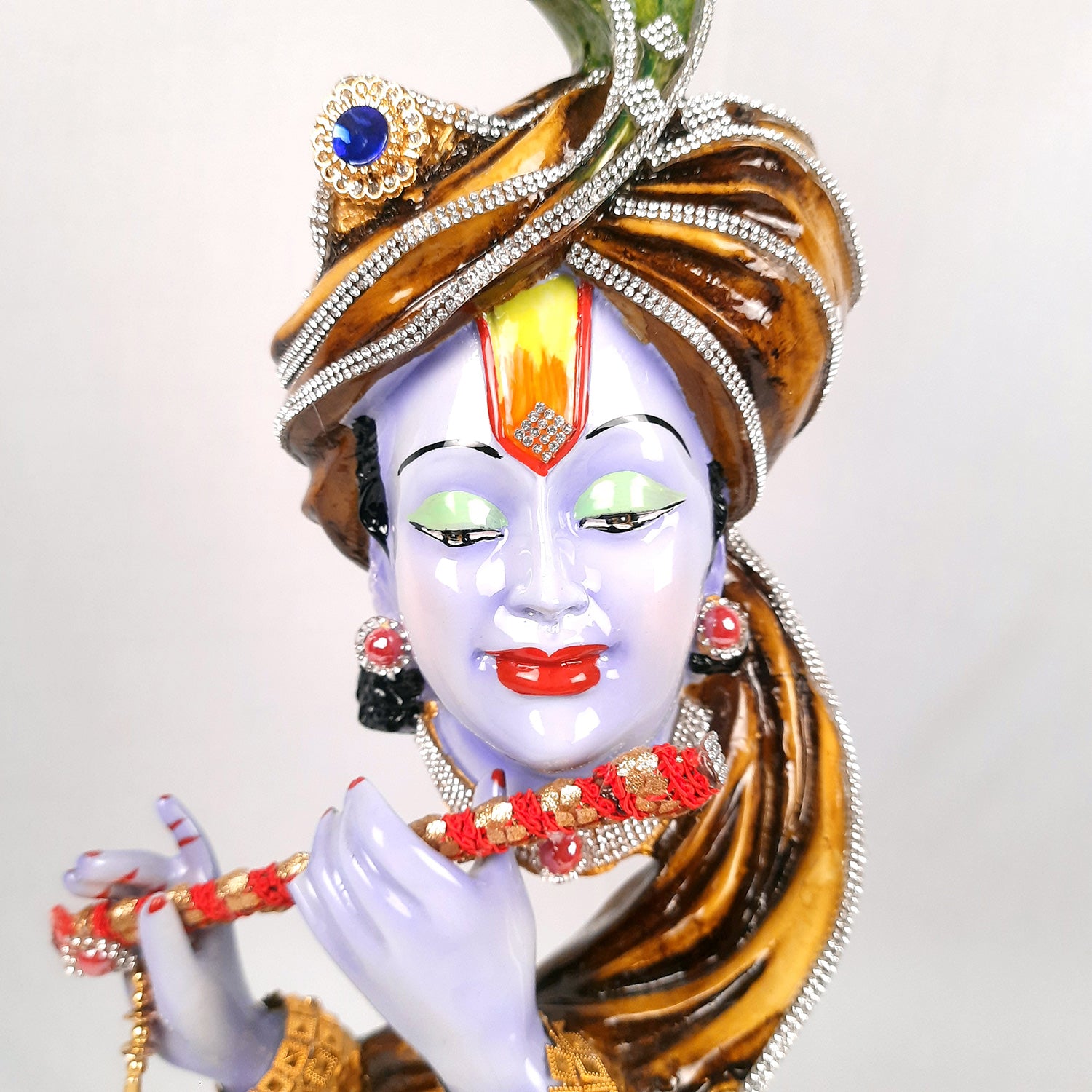 Krishna Statue | Shri Krishna Playing Flute Idol | Lord Krishna Murti - for Home, Living Room, Office, Puja, Entrance Decoration & Gifts - 13 Inch - Apkamart #Color_Blue