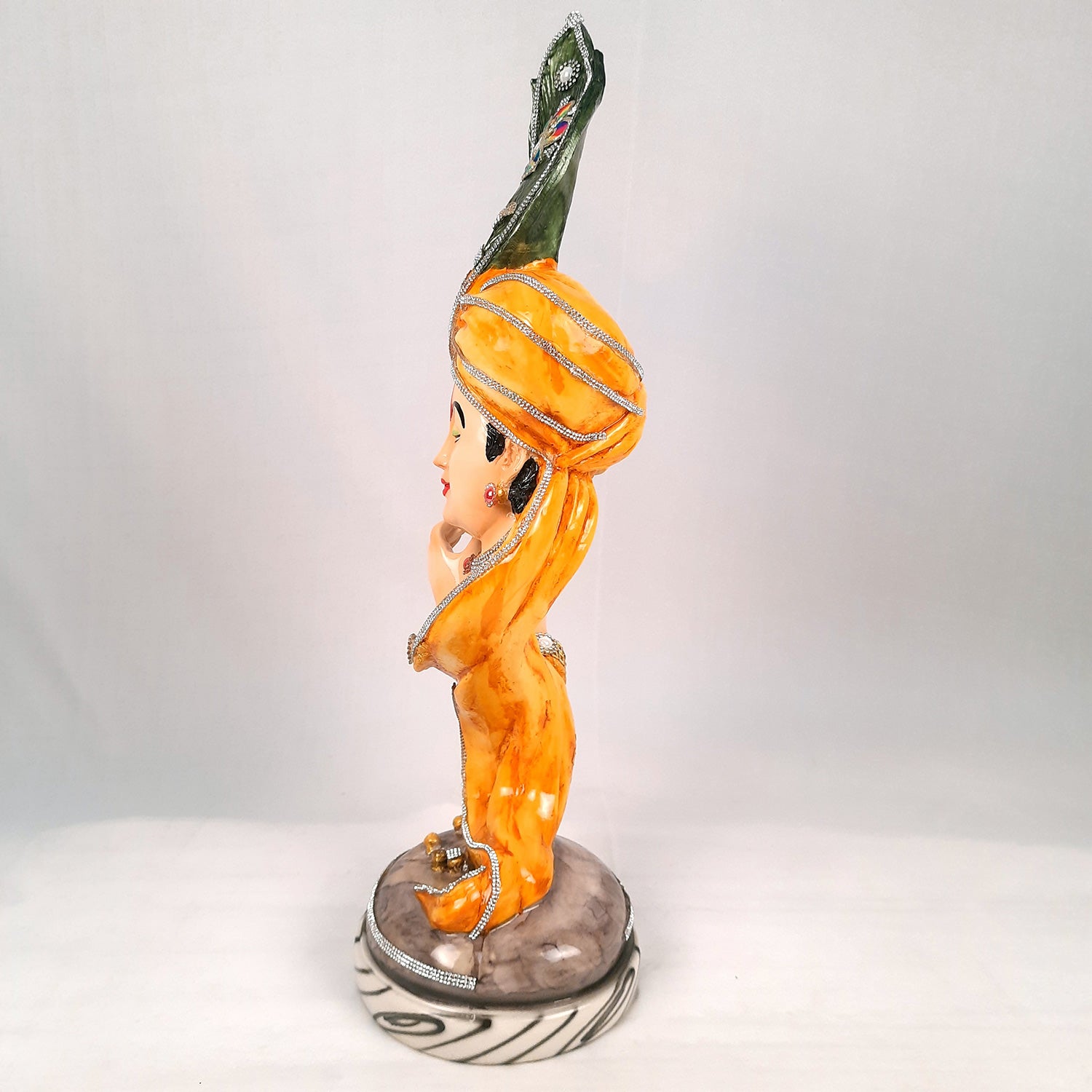 Krishna Statue | Shri Krishna Playing Flute Idol | Lord Krishna Murti - for Home, Living Room, Office, Puja, Entrance Decoration & Gifts - 13 Inch - Apkamart #Color_Yellow