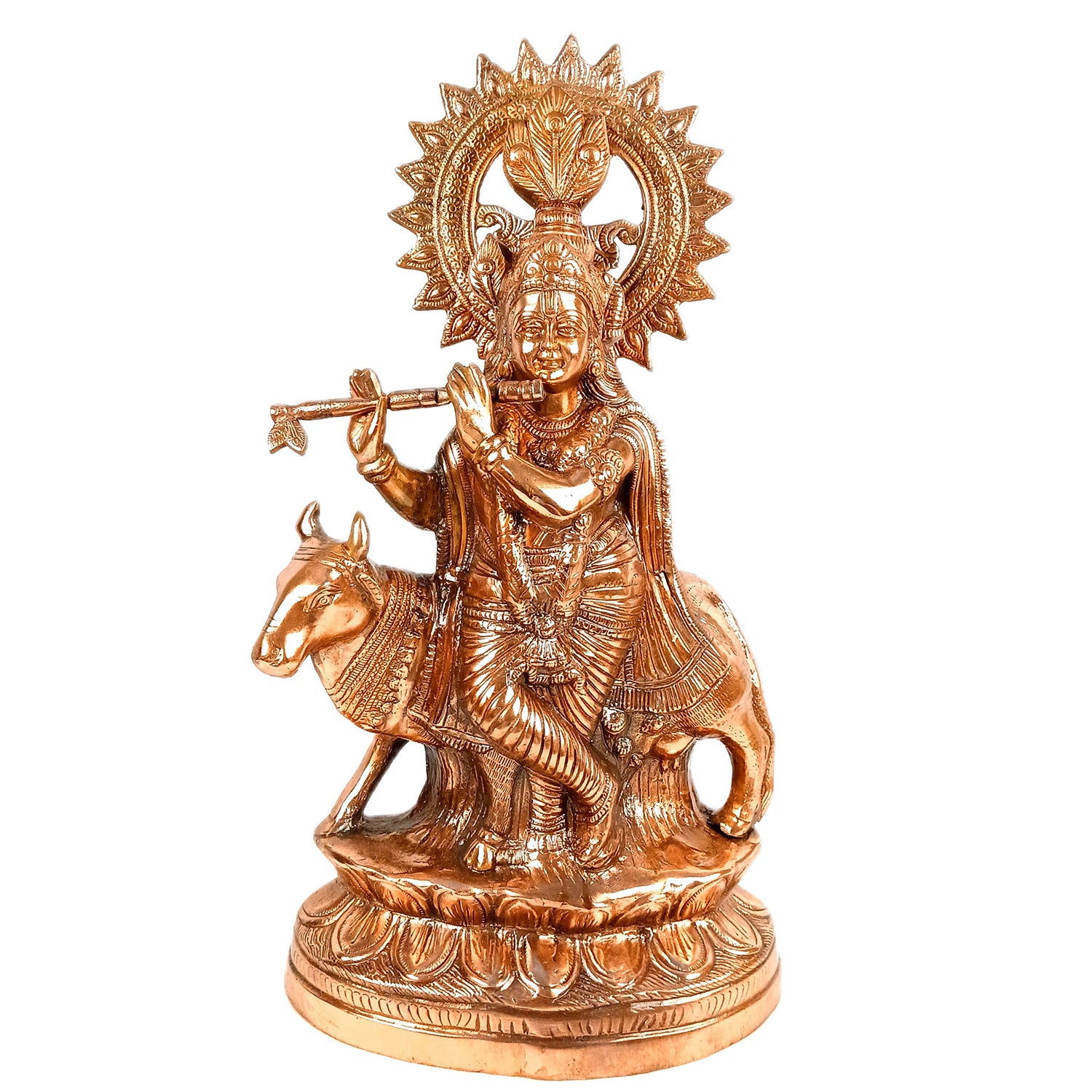 Krishna Statue Big | Shri Krishna With Cow Idol Murti - for Home, Table, Living Room, Office, Puja , Entrance Decoration & Gifts - 27 Inch - Apkamart