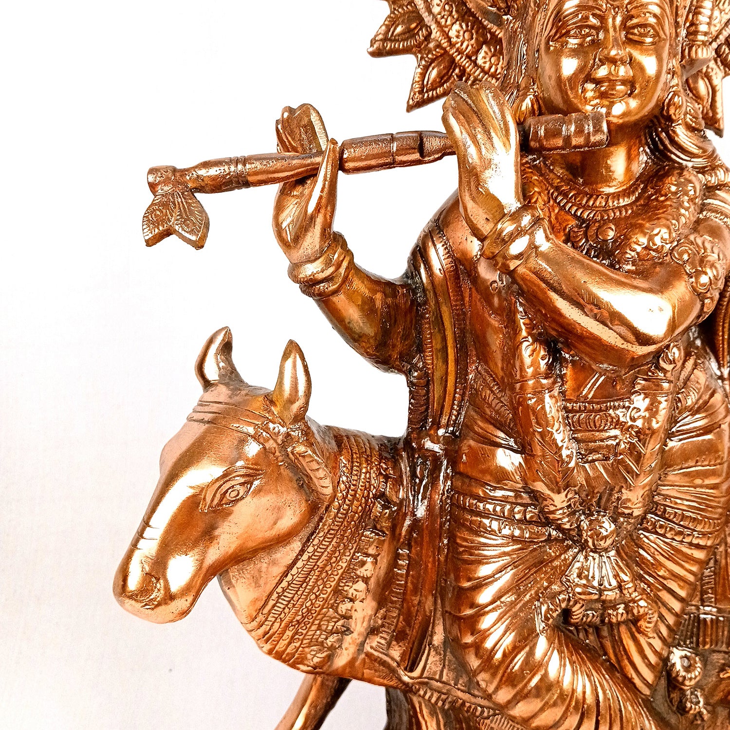 Krishna Statue Big | Shri Krishna With Cow Idol Murti - for Home, Table, Living Room, Office, Puja , Entrance Decoration & Gifts - 27 Inch - Apkamart