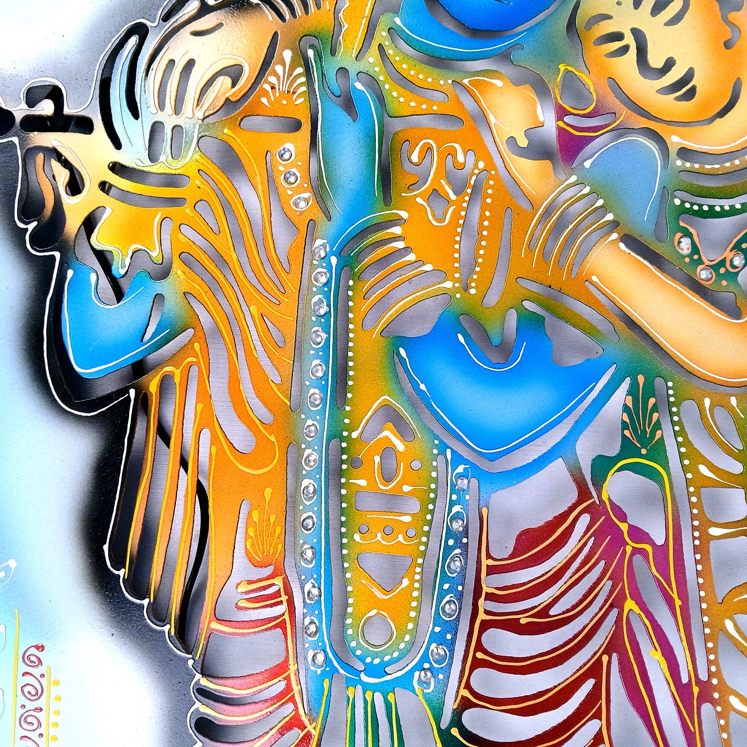 Radha Krishna Wall Hanging with LED Light | Decorative Backlit Metal Wall Decor - For Home, Office, Living Room Wall Decor & Gifts - 30 Inch - Apkamart