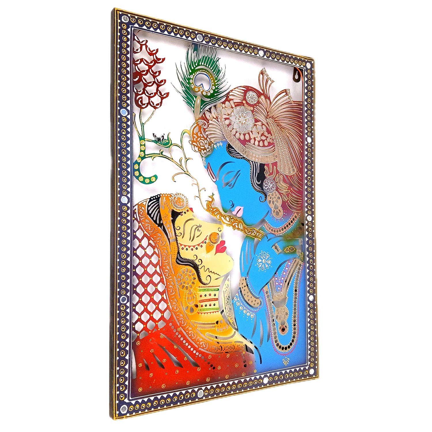 Radha Krishna Wall Hanging with LED Light | Decorative Backlit Metal Wall Decor - For Home, Office, Living Room Wall Decor & Gifts - 29 Inch - Apkamart