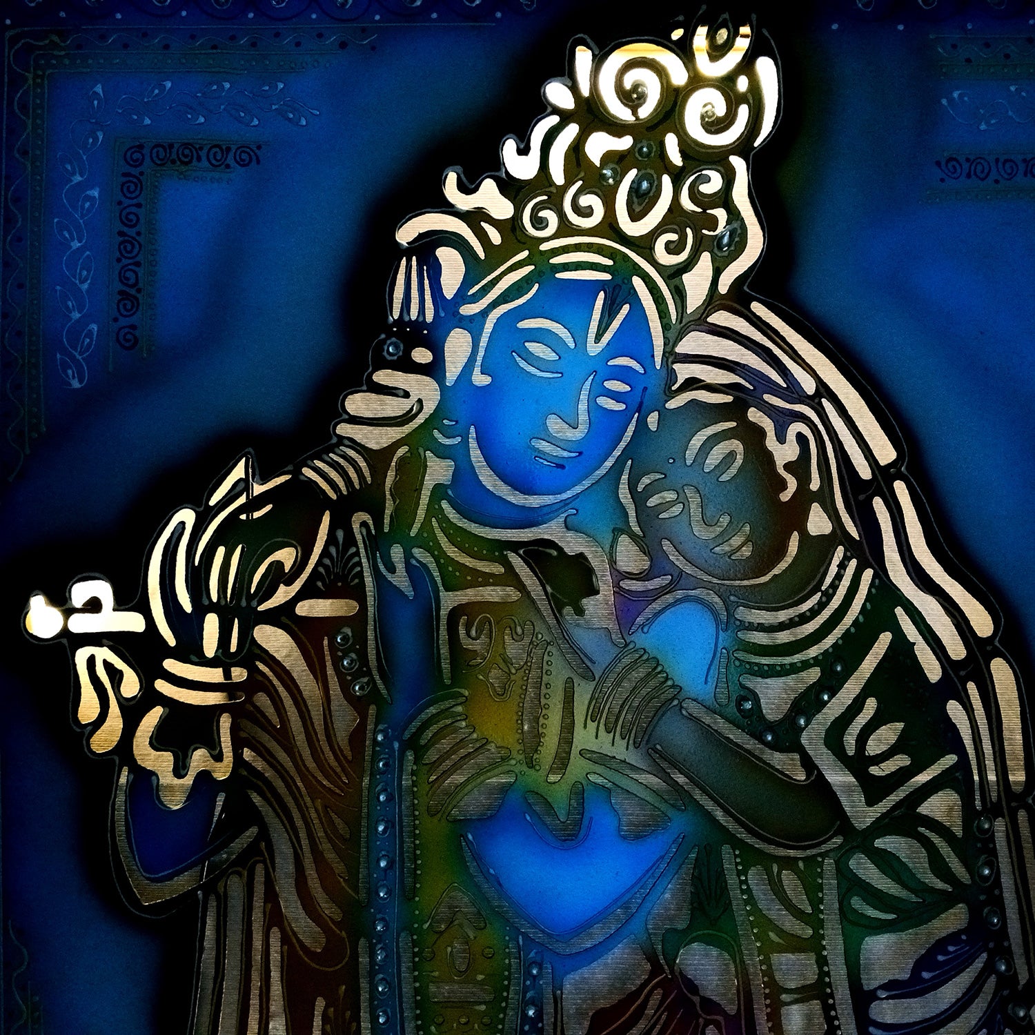 Radha Krishna Wall Hanging with LED Light | Decorative Backlit Metal Wall Decor - For Home, Office, Living Room Wall Decor & Gifts - 30 Inch - Apkamart