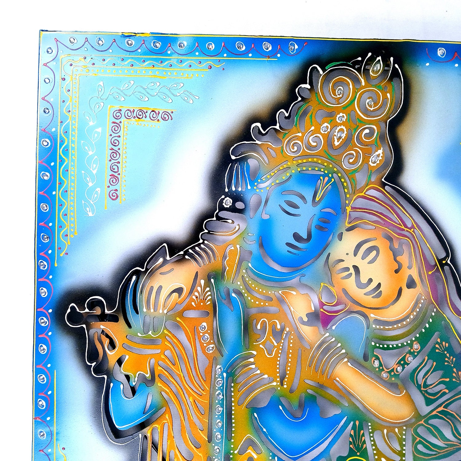 Radha Krishna Wall Hanging with LED Light | Decorative Backlit Metal Wall Decor - For Home, Office, Living Room Wall Decor & Gifts - 30 Inch - Apkamart