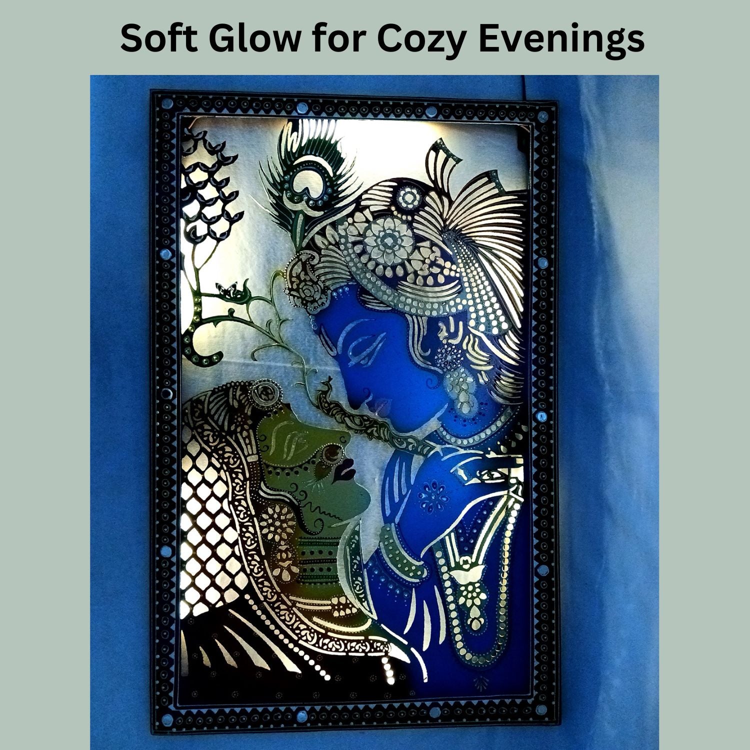 Radha Krishna Wall Hanging with LED Light | Decorative Backlit Metal Wall Decor - For Home, Office, Living Room Wall Decor & Gifts - 29 Inch - Apkamart