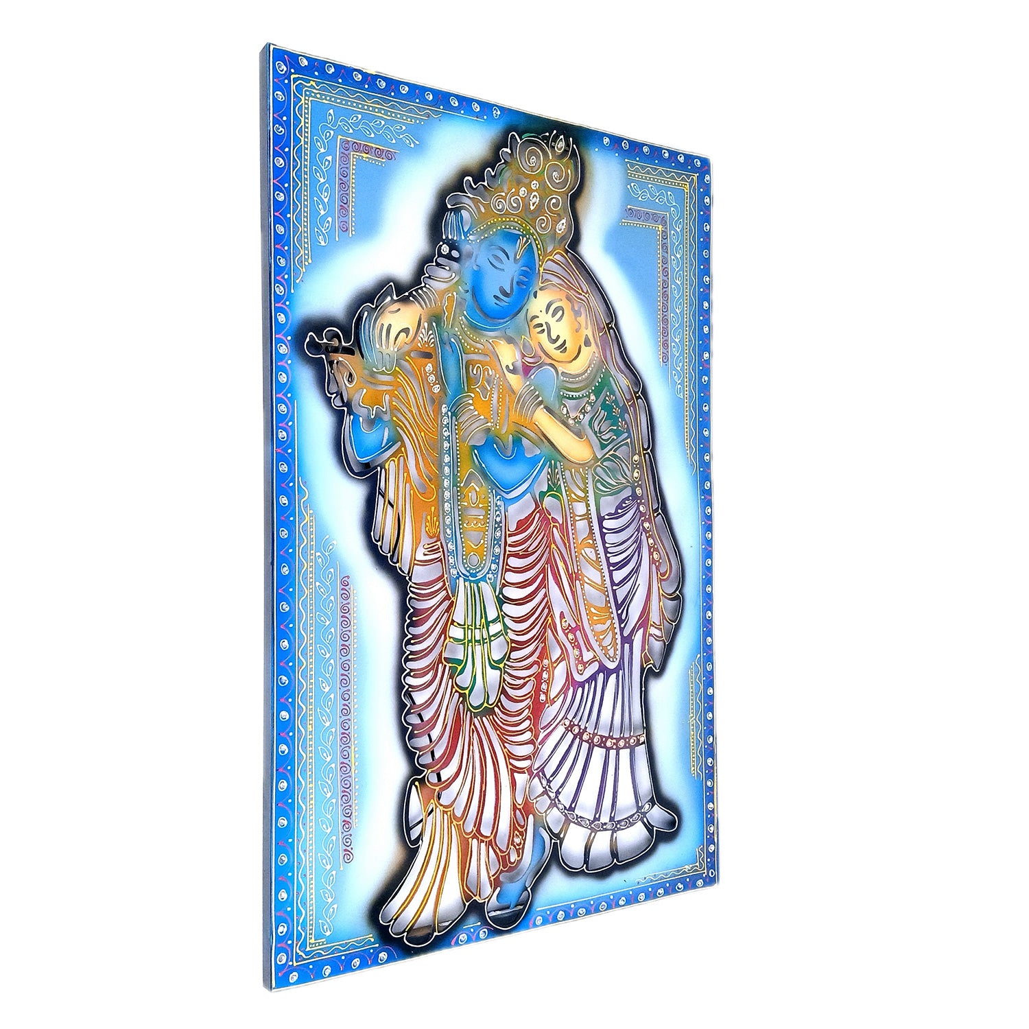 Radha Krishna Wall Hanging with LED Light | Decorative Backlit Metal Wall Decor - For Home, Office, Living Room Wall Decor & Gifts - 30 Inch - Apkamart