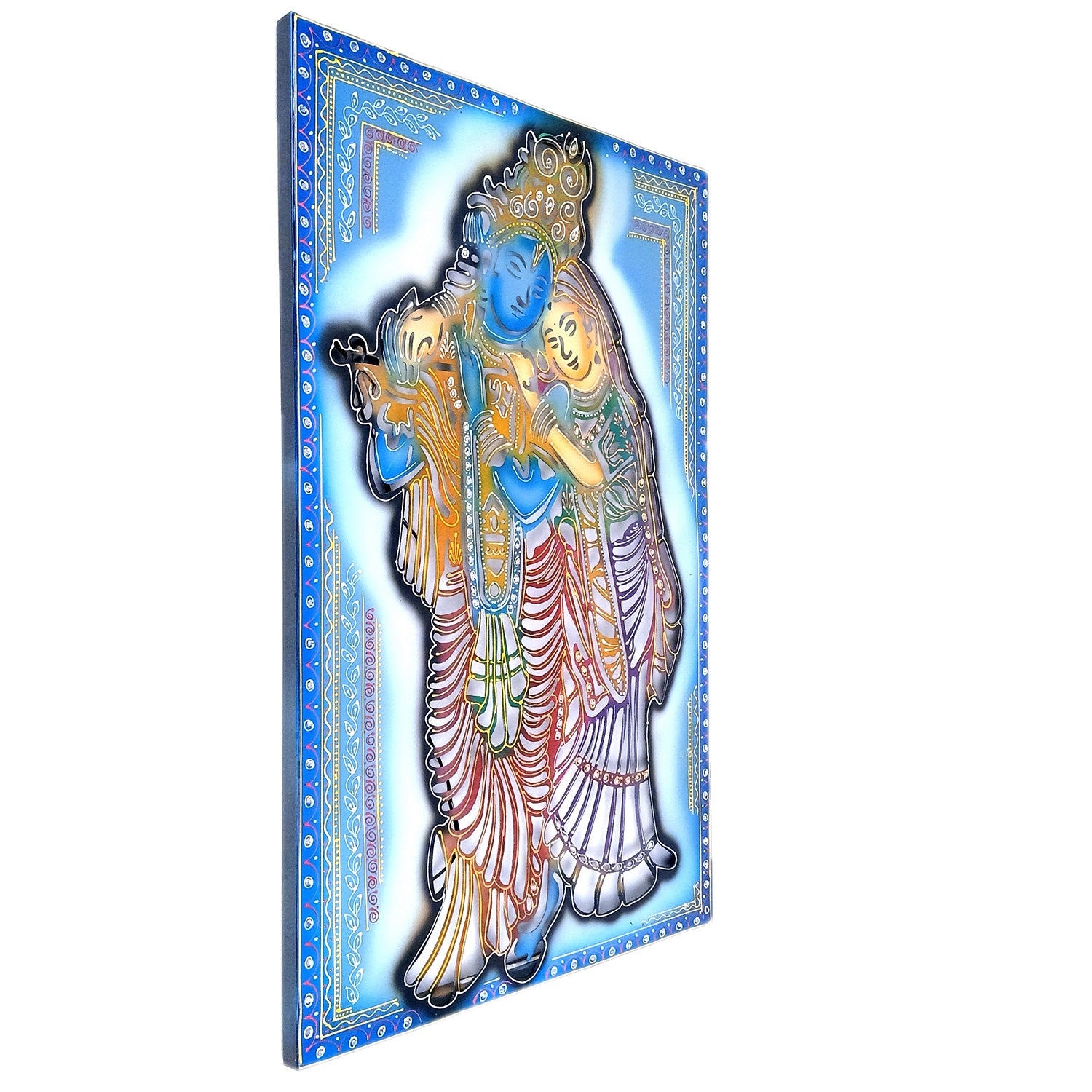 Radha Krishna Wall Hanging with LED Light | Decorative Backlit Metal Wall Decor - For Home, Office, Living Room Wall Decor & Gifts - 30 Inch - Apkamart