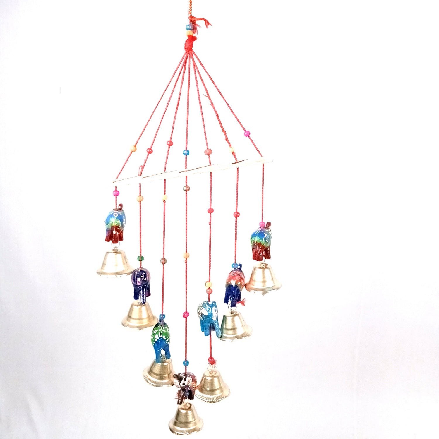 Latkan Toran Wall Hanging Set | Rajasthani Traditional Hangings with Bells - Elephant Design - For Main Door, Entrance, Wedding, Room, Home, Diwali Decoration - 14 Inch - Apkamart