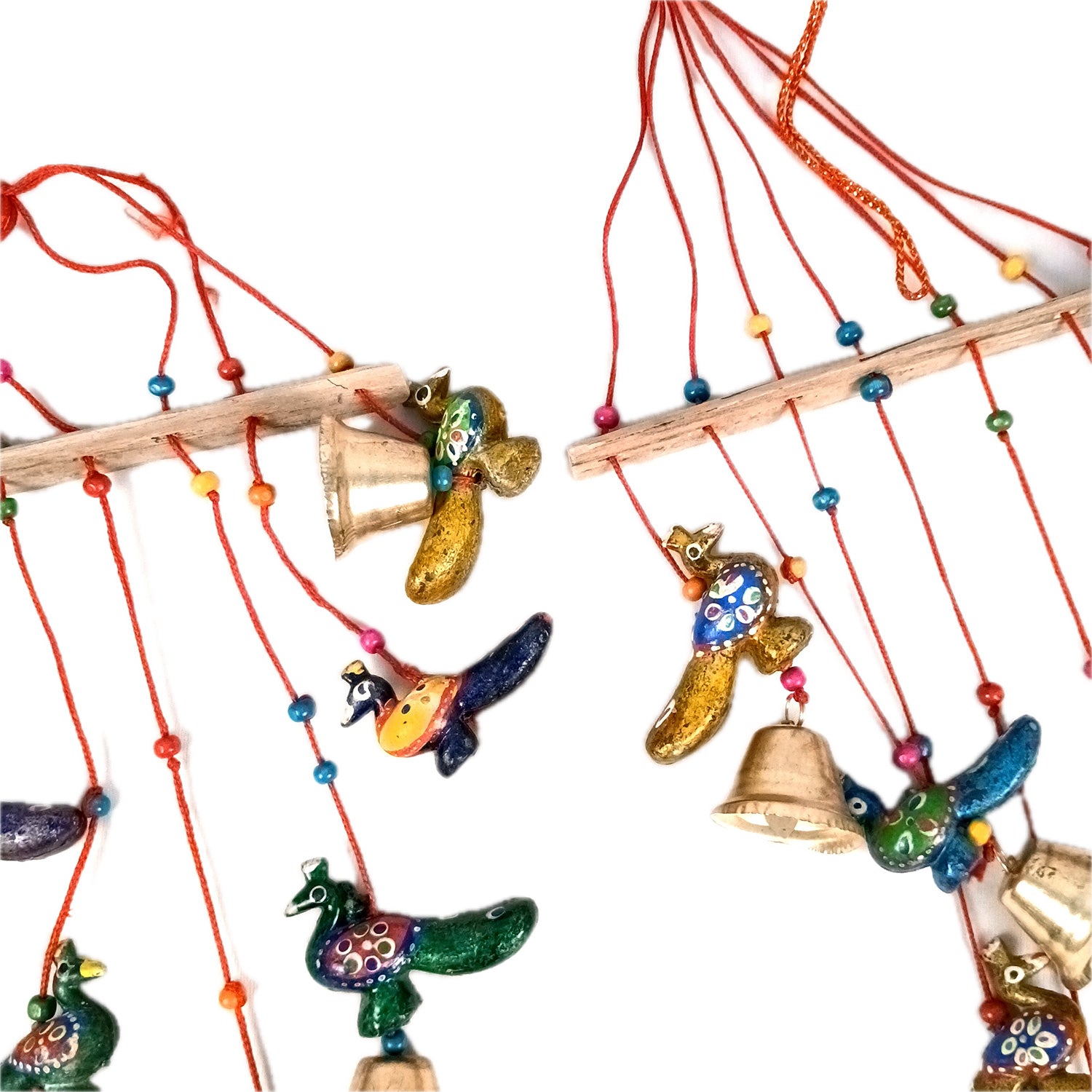 Latkan Toran Wall Hanging Set | Rajasthani Traditional Hangings with Bells - Peacock Design - For Main Door, Entrance, Wedding, Home, Diwali Decoration - 26 Inch (Pack Of 2 ) - Apkamart