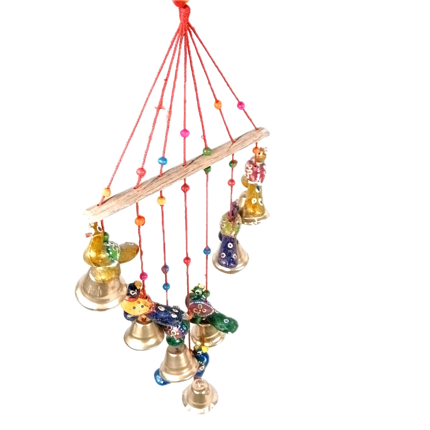 Latkan Toran Wall Hanging Set | Rajasthani Traditional Hangings with Bells - Peacock Design - For Main Door, Entrance, Wedding, Room, Home, Diwali Decoration - 26 Inch - Apkamart