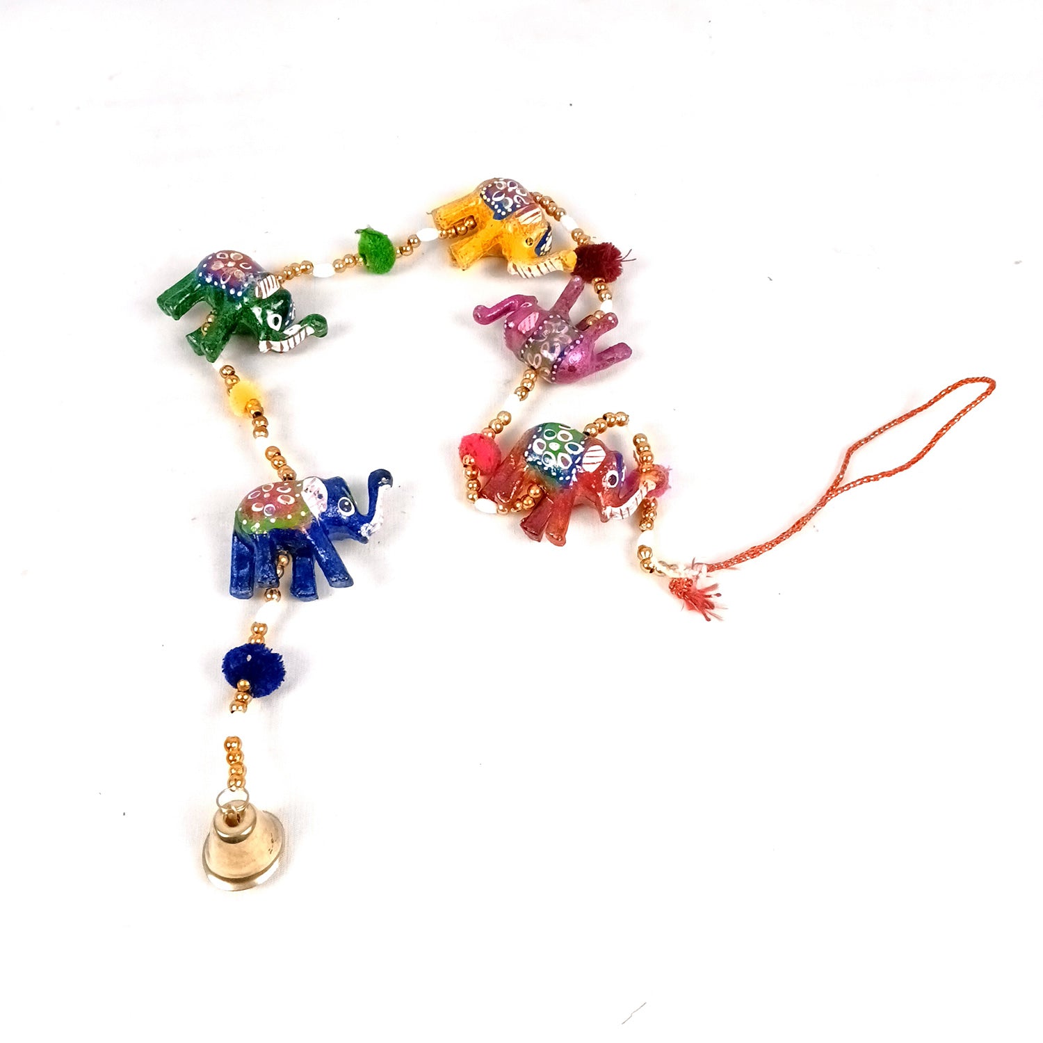 Latkan Toran Wall Hanging Set | Rajasthani Traditional Hangings with Bells - Elephant Design - For Main Door, Entrance, Room, Home, Diwali Decoration - 33 Inch (Pack of 2) - Apkamart