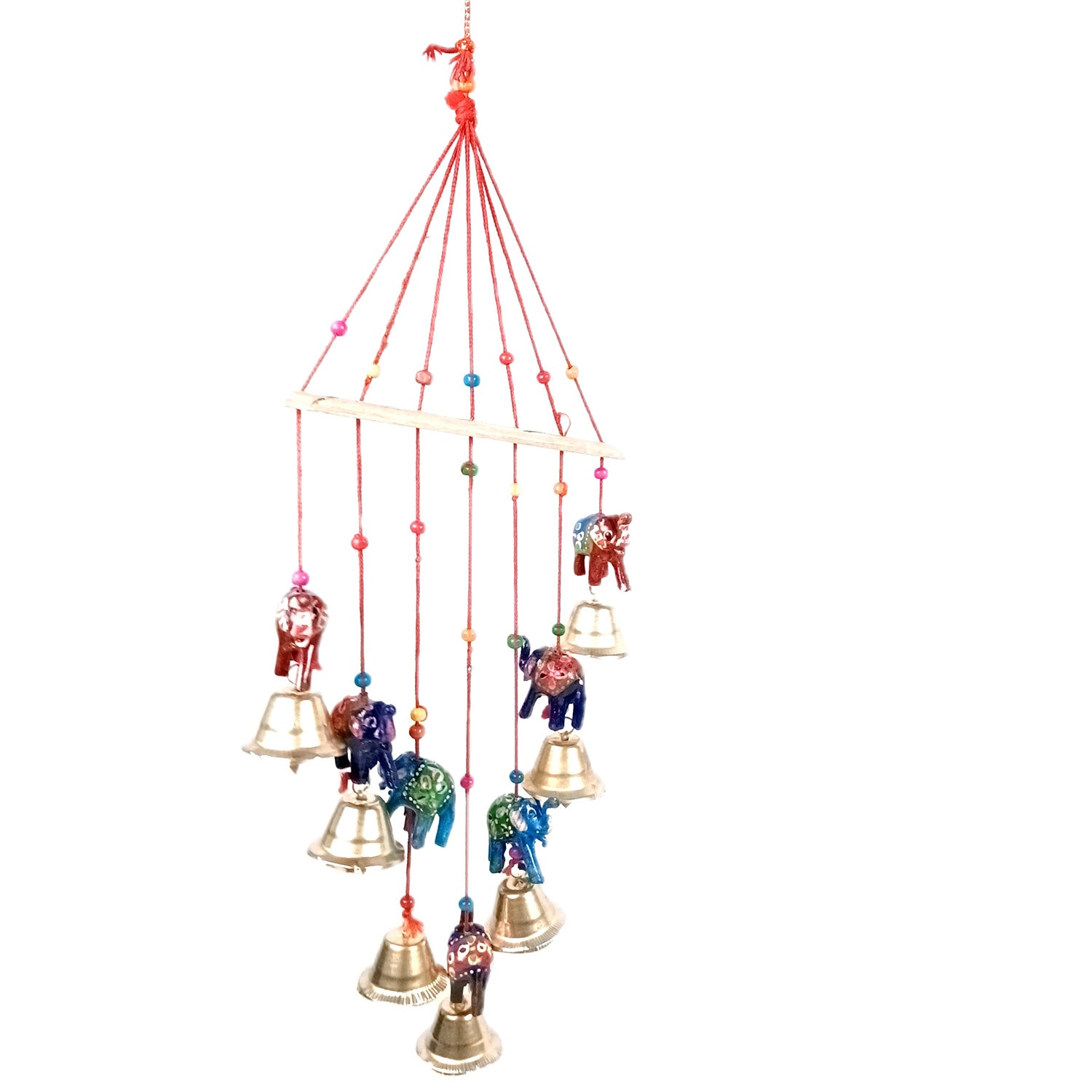 Latkan Toran Wall Hanging Set | Rajasthani Traditional Hangings with Bells - Elephant Design - For Main Door, Entrance, Wedding, Room, Home, Diwali Decoration - 14 Inch - Apkamart