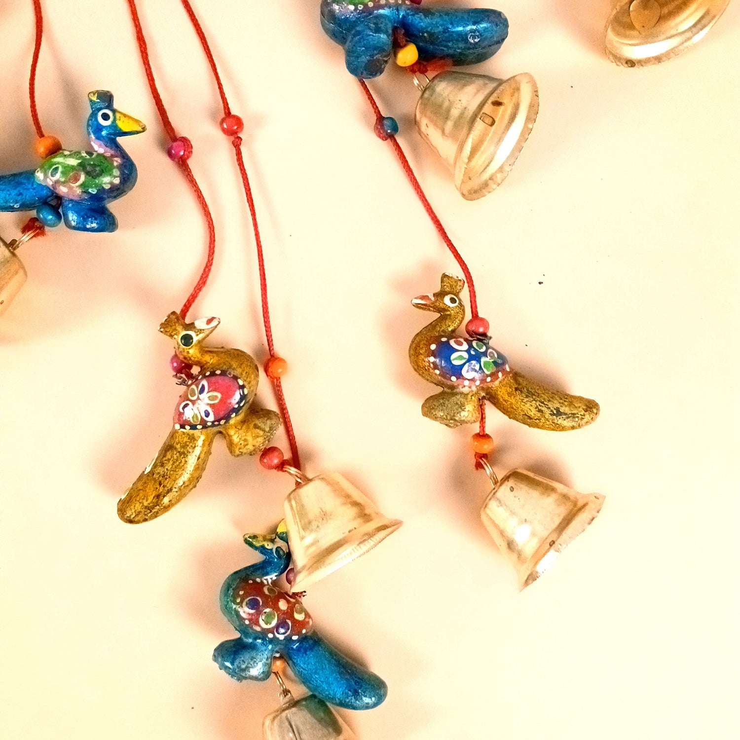 Latkan Toran Wall Hanging Set | Rajasthani Traditional Hangings with Bells - Peacock Design - For Main Door, Entrance, Wedding, Home, Diwali Decoration - 26 Inch (Pack Of 2 ) - Apkamart