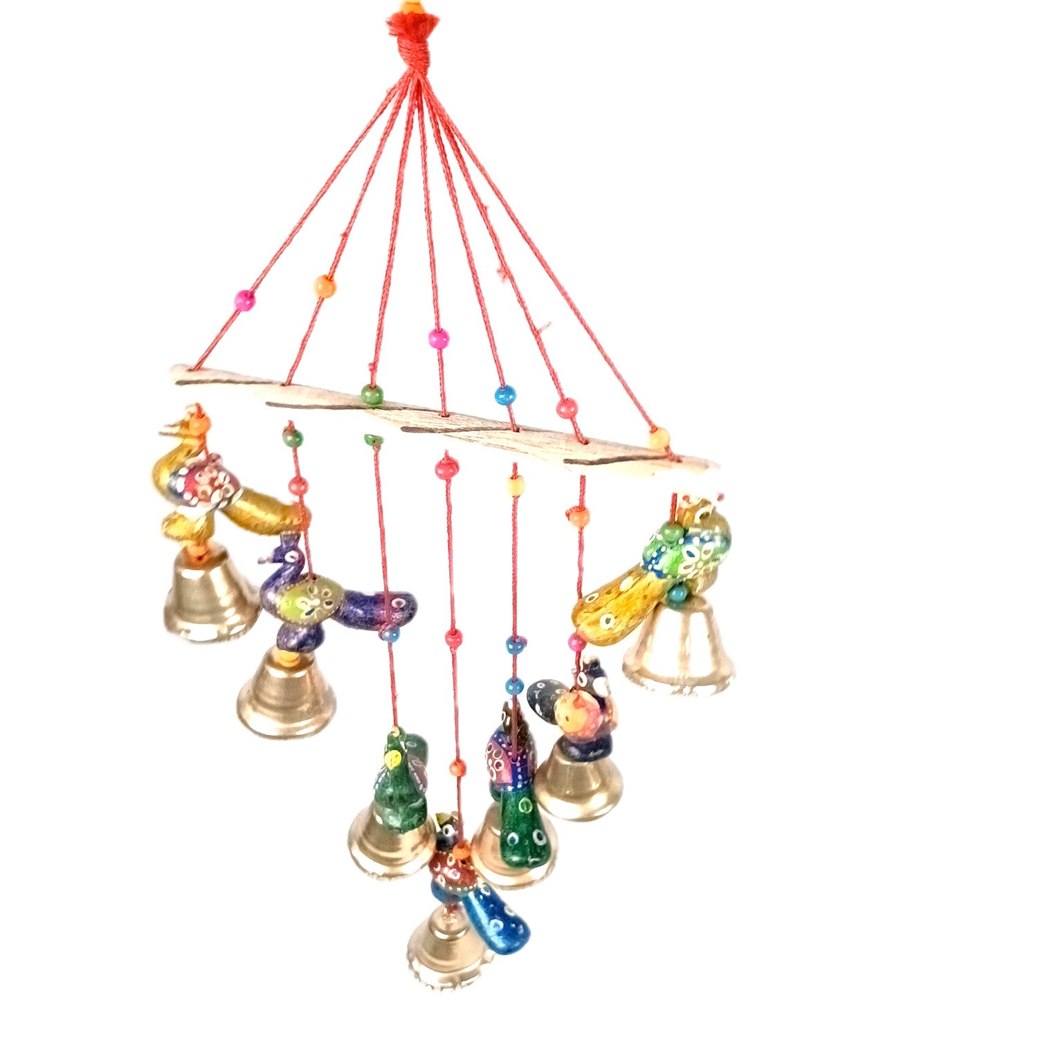 Latkan Toran Wall Hanging Set | Rajasthani Traditional Hangings with Bells - Peacock Design - For Main Door, Entrance, Wedding, Room, Home, Diwali Decoration - 26 Inch - Apkamart