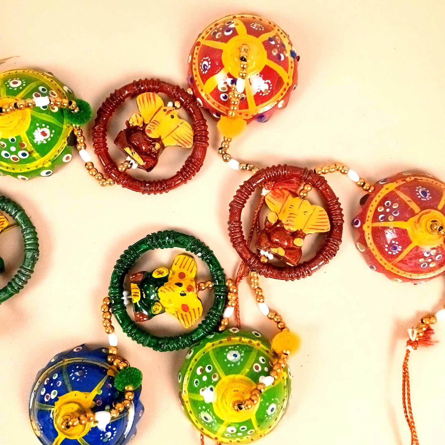 Latkan Toran Wall Hanging | Rajasthani Traditional Strings with Bells - Ganesha Design - For Main Door, Entrance, Wedding, Room, Home, Diwali Decoration - 20 Inch (Pack of 2 ) - Apkamart