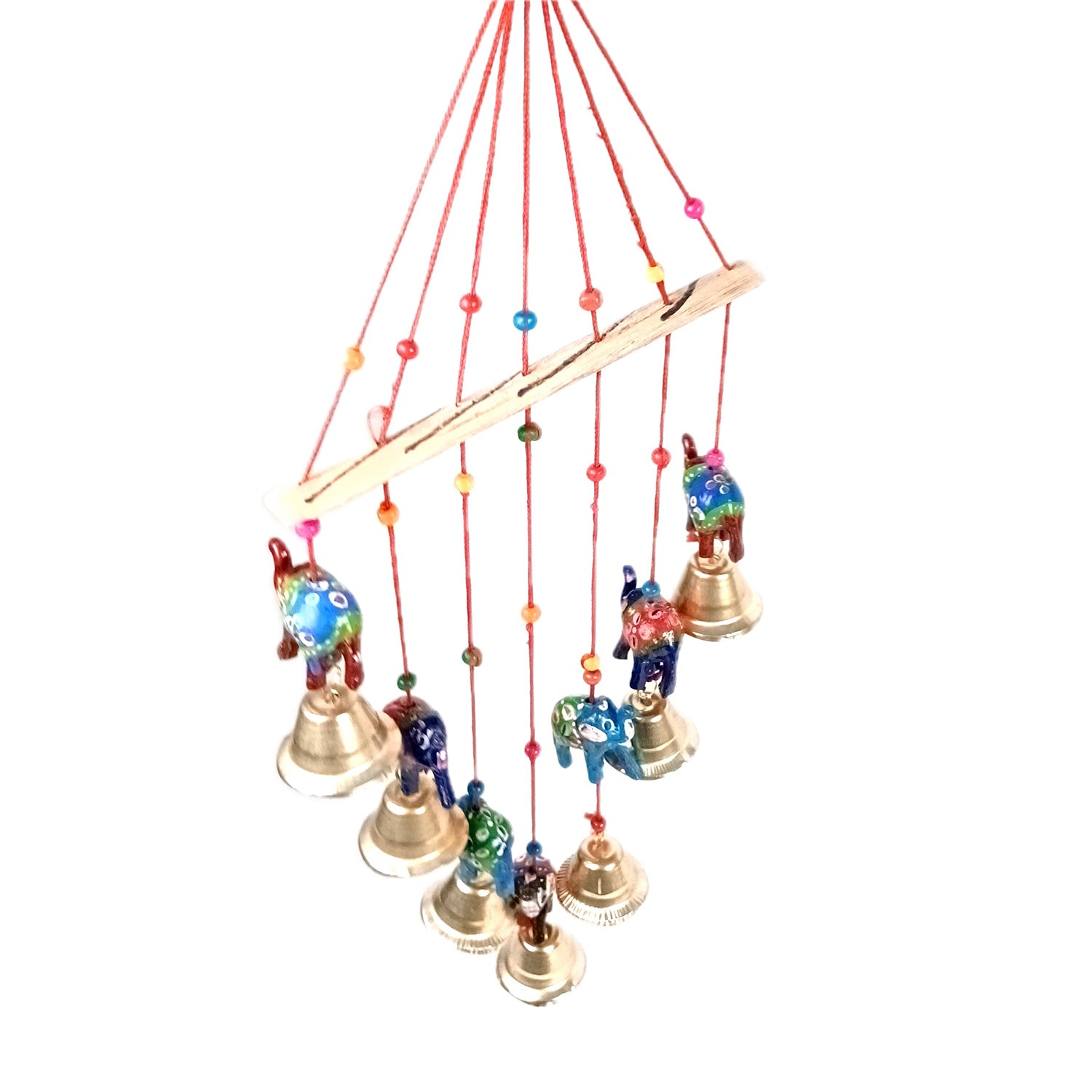 Latkan Toran Wall Hanging Set | Rajasthani Traditional Hangings with Bells - Elephant Design - For Main Door, Entrance, Wedding, Room, Home, Diwali Decoration - 14 Inch - Apkamart