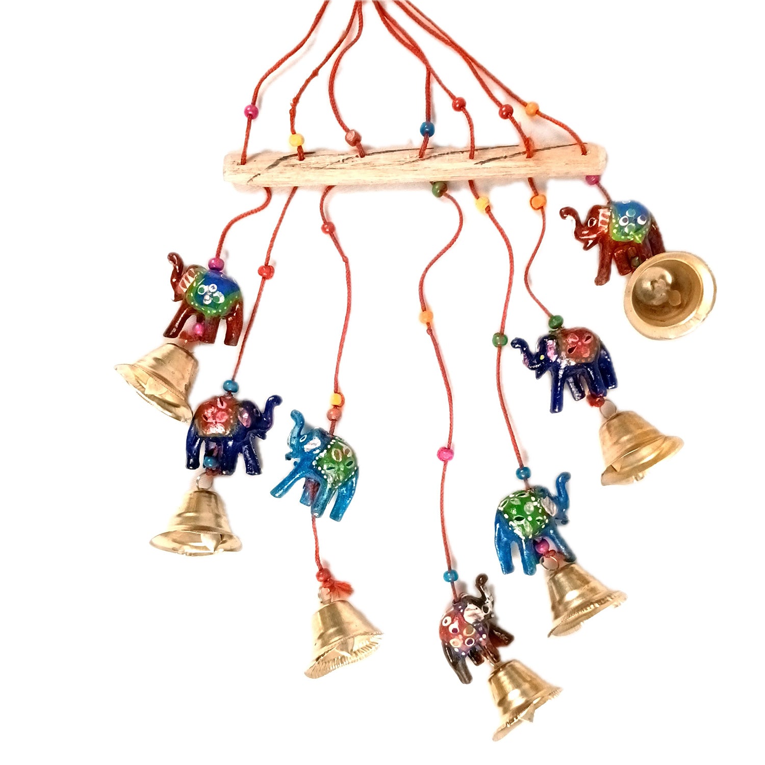 Latkan Toran Wall Hanging Set | Rajasthani Traditional Hangings with Bells - Elephant Design - For Main Door, Entrance, Wedding, Home, Diwali Decoration - 14 Inch (Pack Of 2) - Apkamart