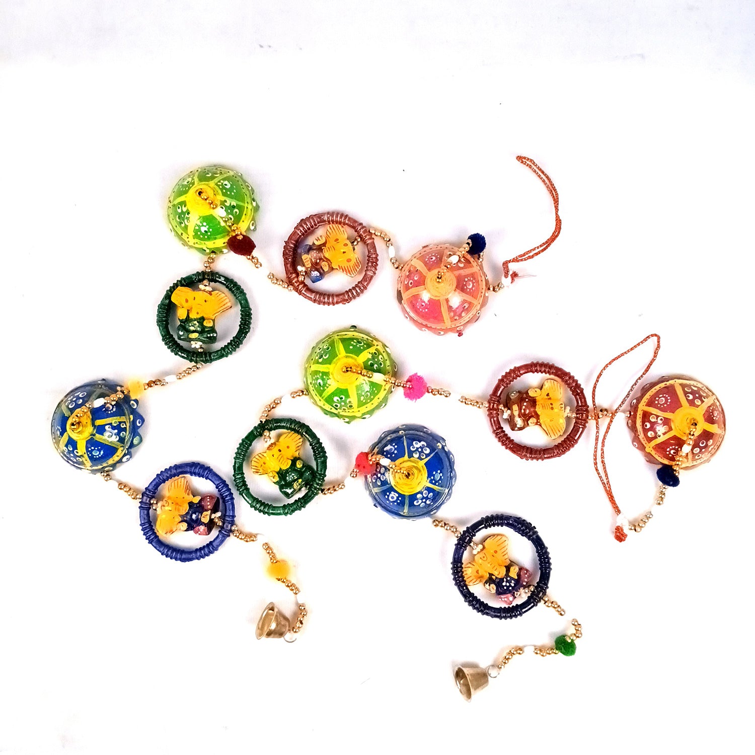 Latkan Toran Wall Hanging | Rajasthani Traditional Strings with Bells - Ganesha Design - For Main Door, Entrance, Wedding, Room, Home, Diwali Decoration - 20 Inch (Pack of 2 ) - Apkamart