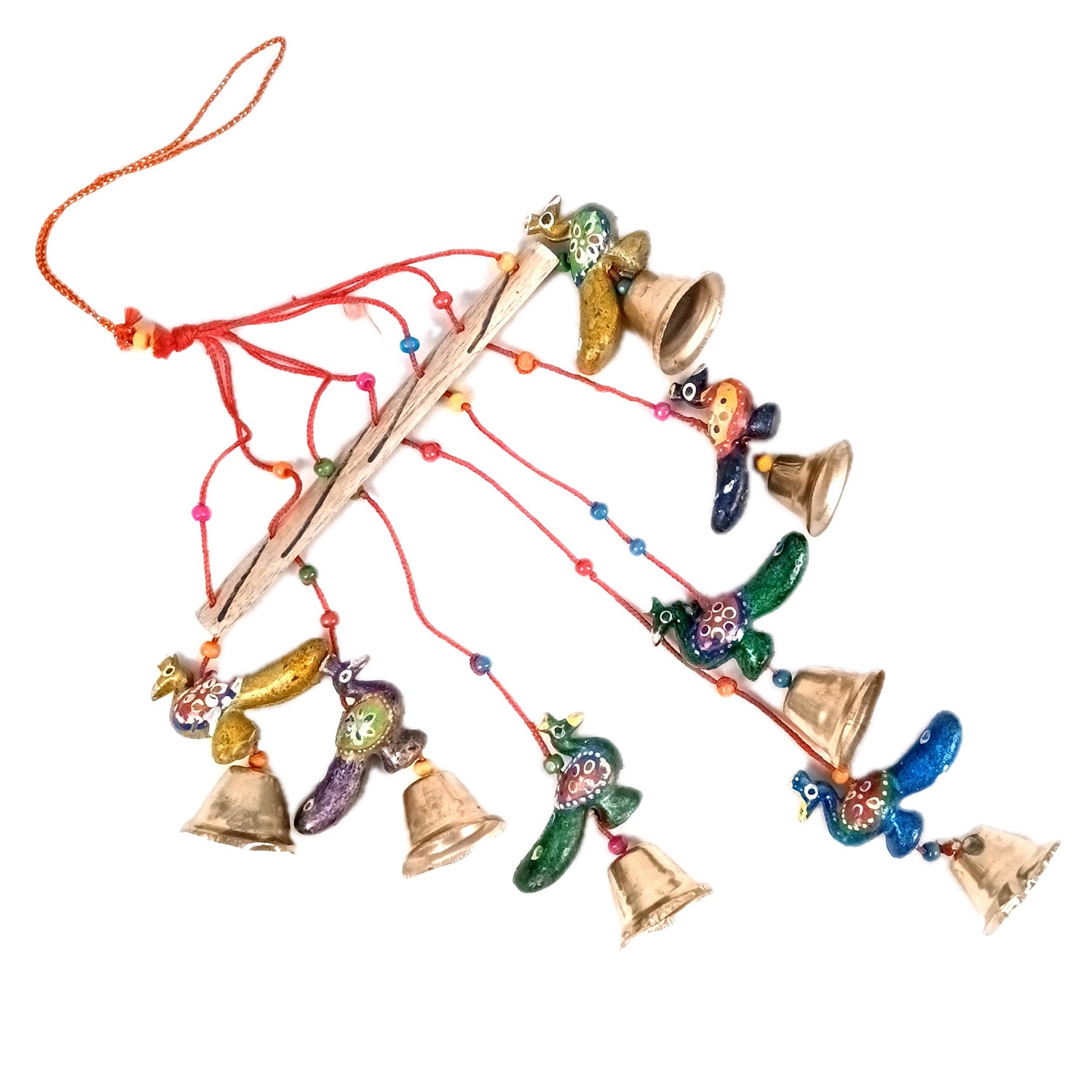 Latkan Toran Wall Hanging Set | Rajasthani Traditional Hangings with Bells - Peacock Design - For Main Door, Entrance, Wedding, Home, Diwali Decoration - 26 Inch (Pack Of 2 ) - Apkamart