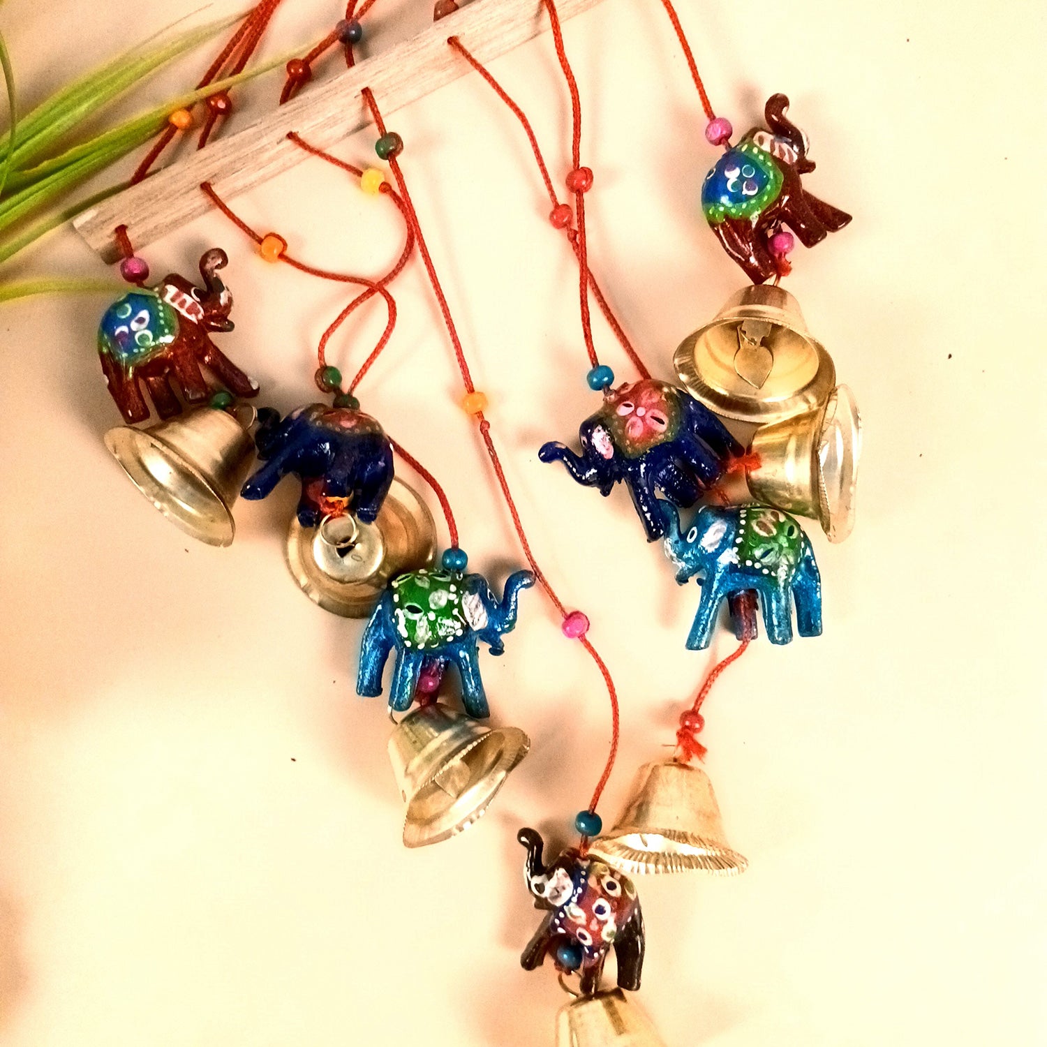 Latkan Toran Wall Hanging Set | Rajasthani Traditional Hangings with Bells - Elephant Design - For Main Door, Entrance, Wedding, Room, Home, Diwali Decoration - 14 Inch - Apkamart