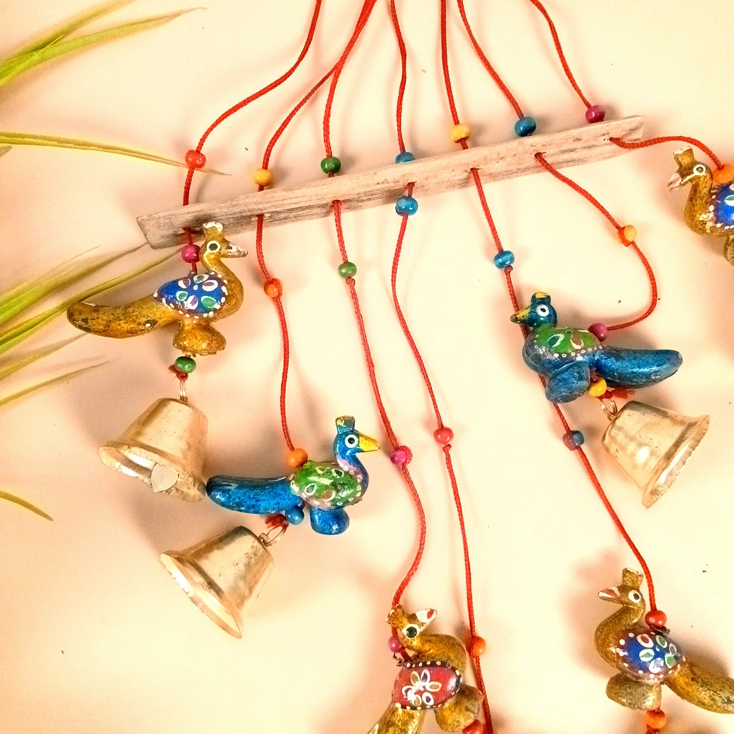 Latkan Toran Wall Hanging Set | Rajasthani Traditional Hangings with Bells - Peacock Design - For Main Door, Entrance, Wedding, Room, Home, Diwali Decoration - 26 Inch - Apkamart