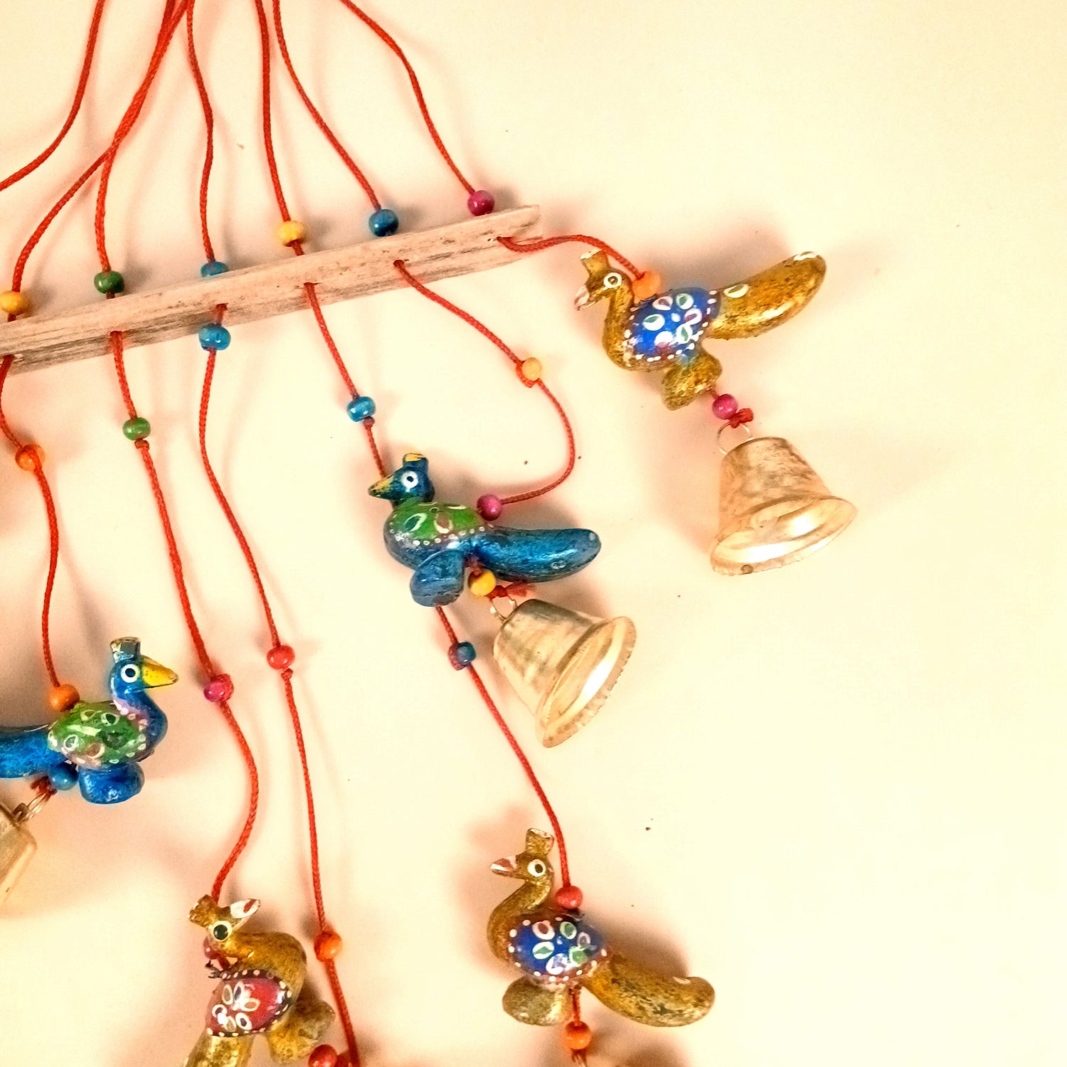 Latkan Toran Wall Hanging Set | Rajasthani Traditional Hangings with Bells - Peacock Design - For Main Door, Entrance, Wedding, Room, Home, Diwali Decoration - 26 Inch - Apkamart