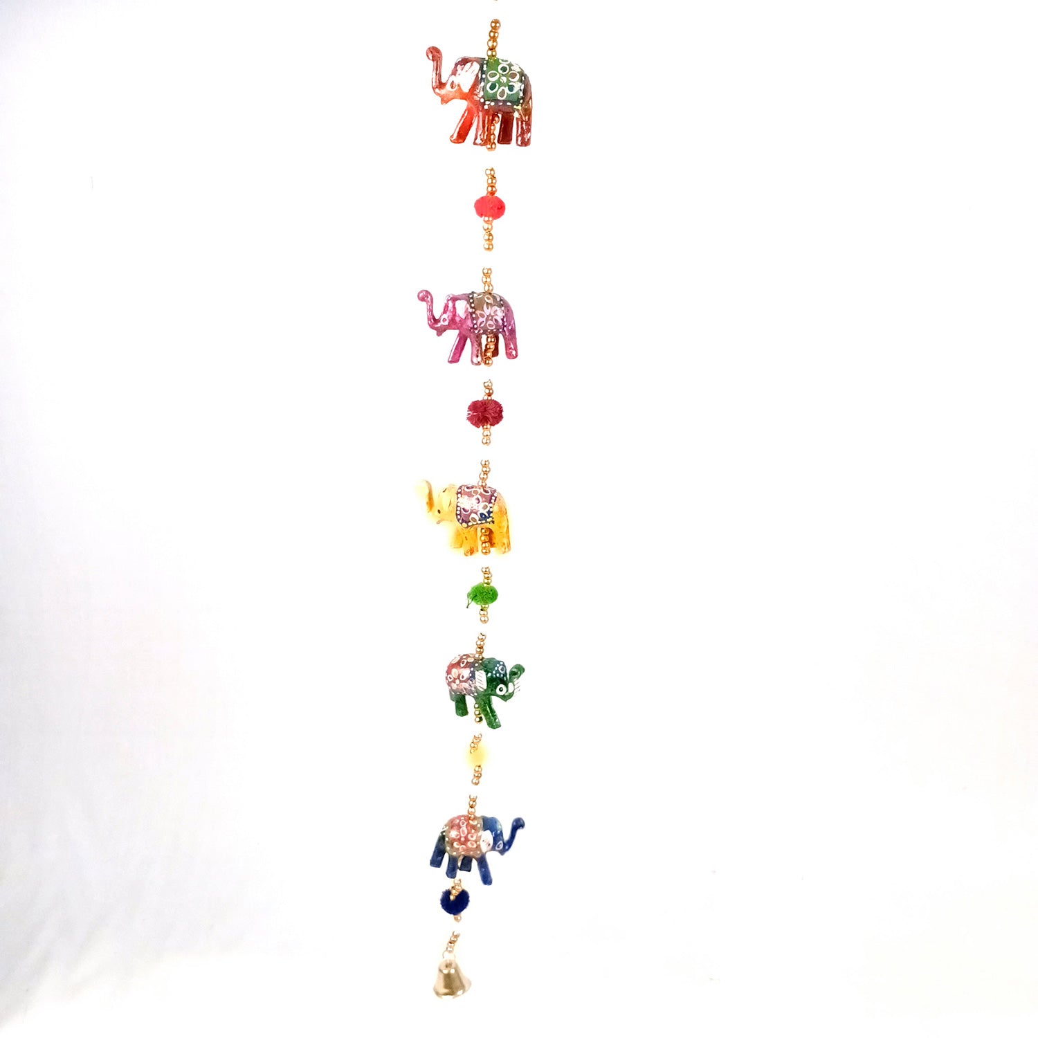 Latkan Toran Wall Hanging Set | Rajasthani Traditional Hangings with Bells - Elephant Design - For Main Door, Entrance, Room, Home, Diwali Decoration - 33 Inch (Pack of 2) - Apkamart