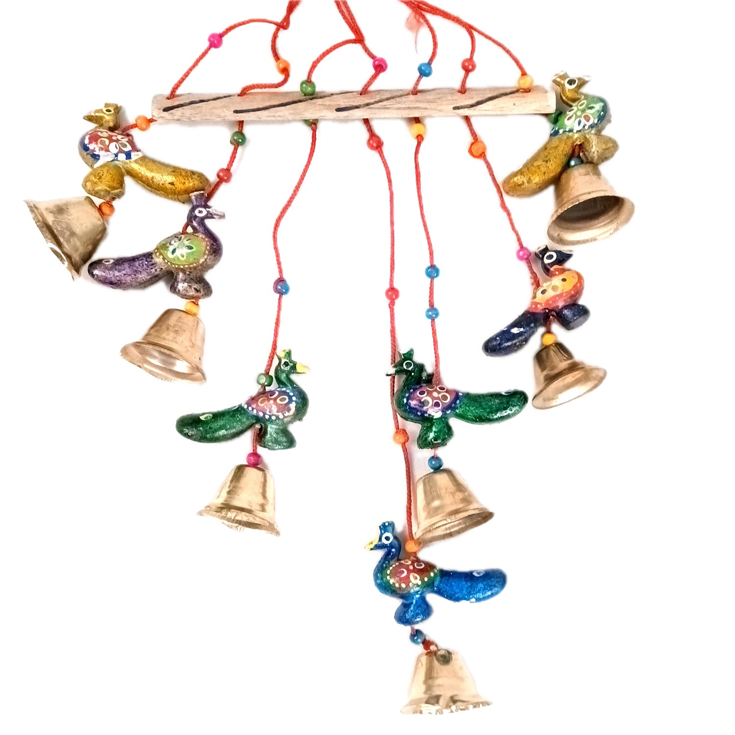 Latkan Toran Wall Hanging Set | Rajasthani Traditional Hangings with Bells - Peacock Design - For Main Door, Entrance, Wedding, Home, Diwali Decoration - 26 Inch (Pack Of 2 ) - Apkamart