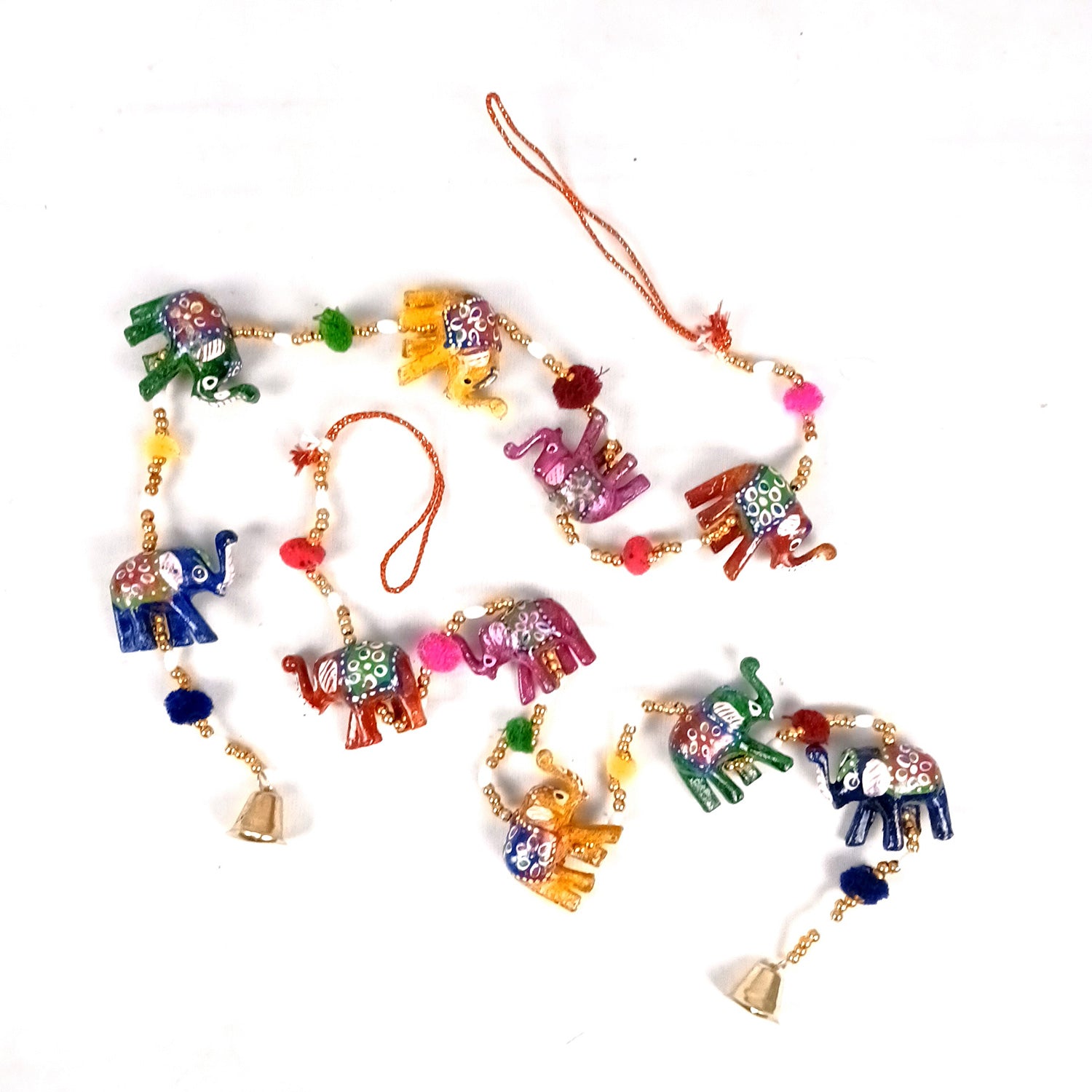 Latkan Toran Wall Hanging Set | Rajasthani Traditional Hangings with Bells - Elephant Design - For Main Door, Entrance, Wedding, Room, Home, Diwali Decoration - 33 Inch - Apkamart